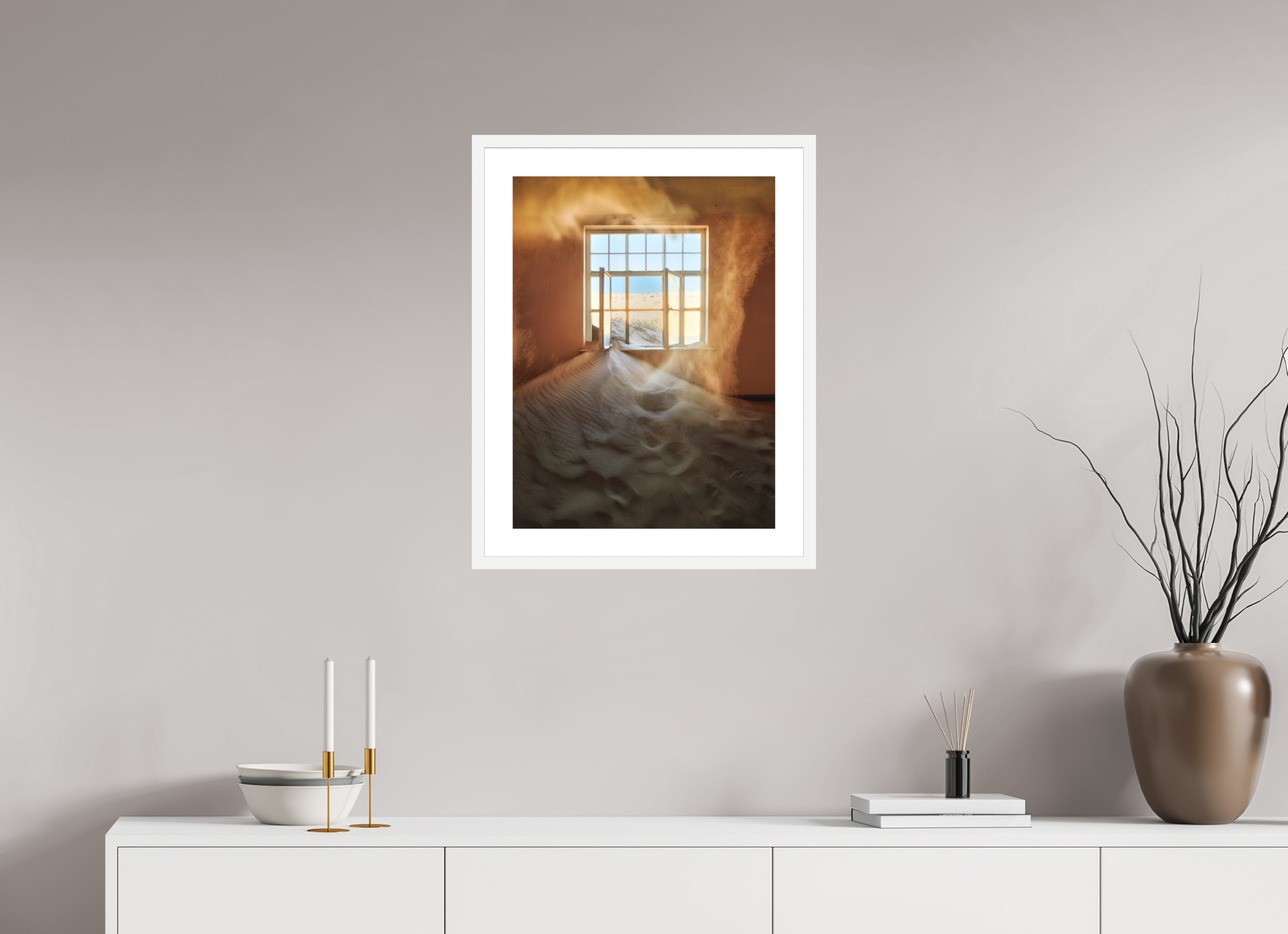18 x 24″, Passe-Partout White Frame Window in Time