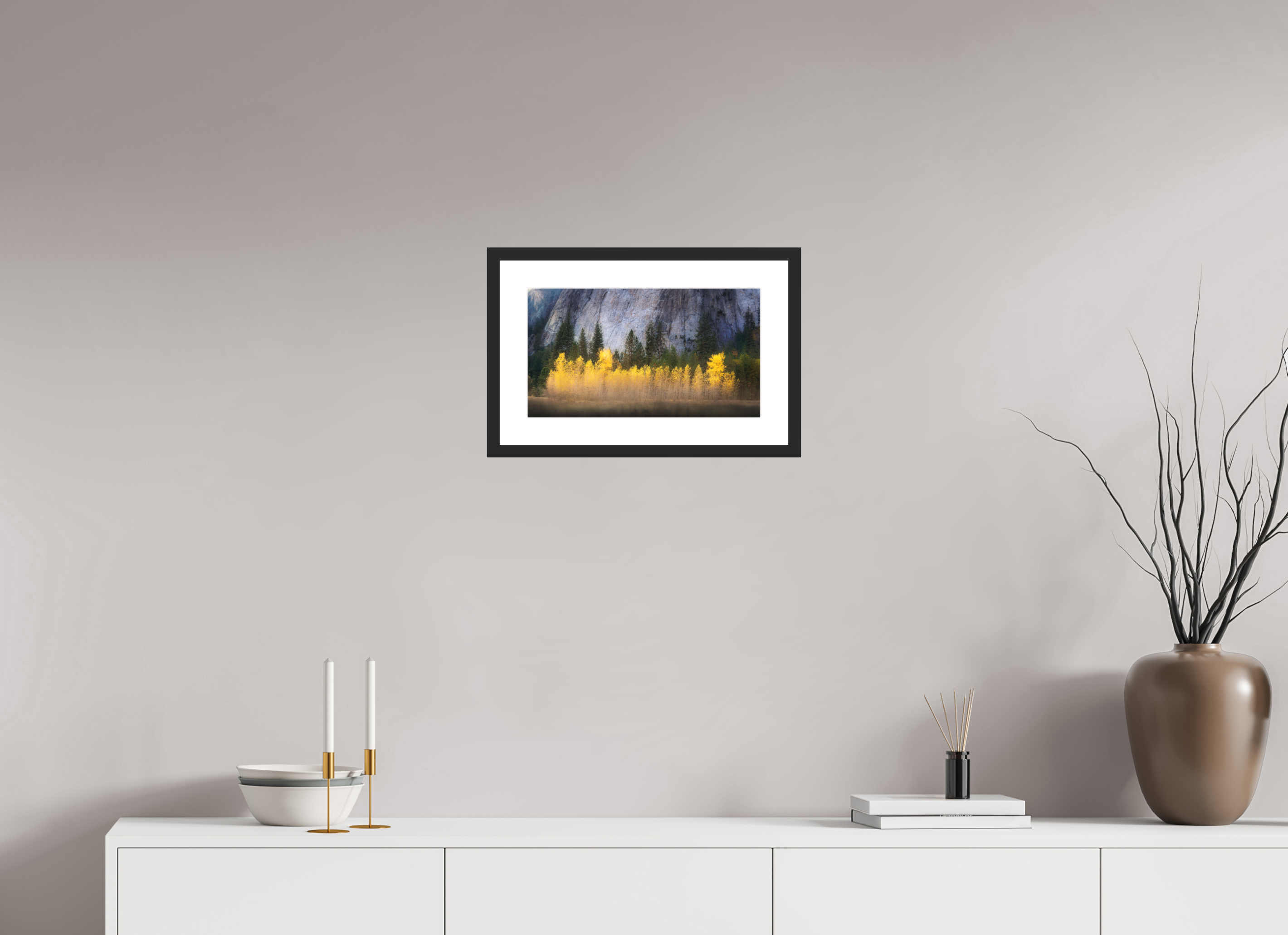 16 x 9″, Passe-Partout Black Frame Quaking Aspens Beneath Cathedral Rock