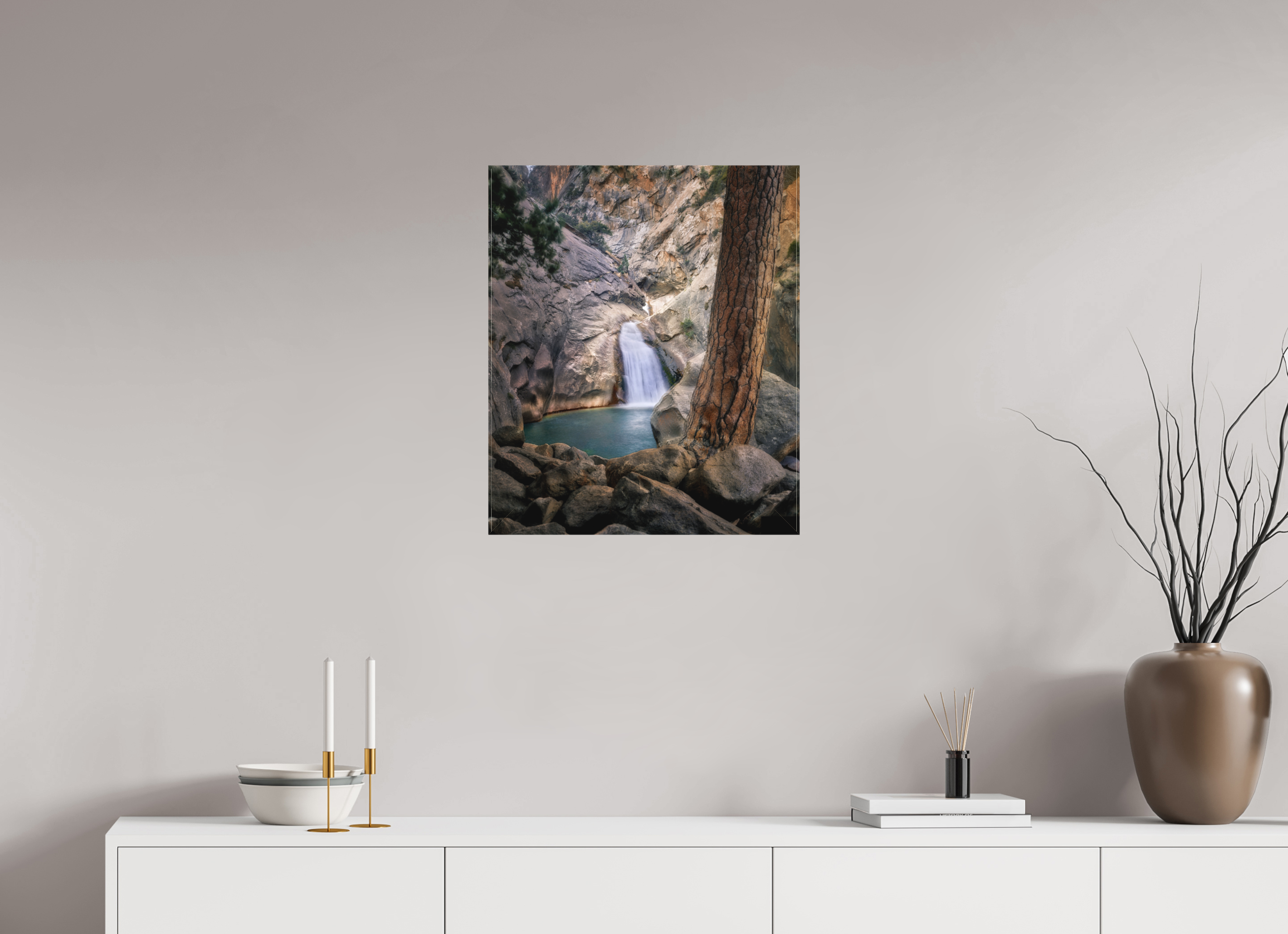 20 x 23.8″, Fine Art Textile Roaring River Falls 1 —Kings Canyon