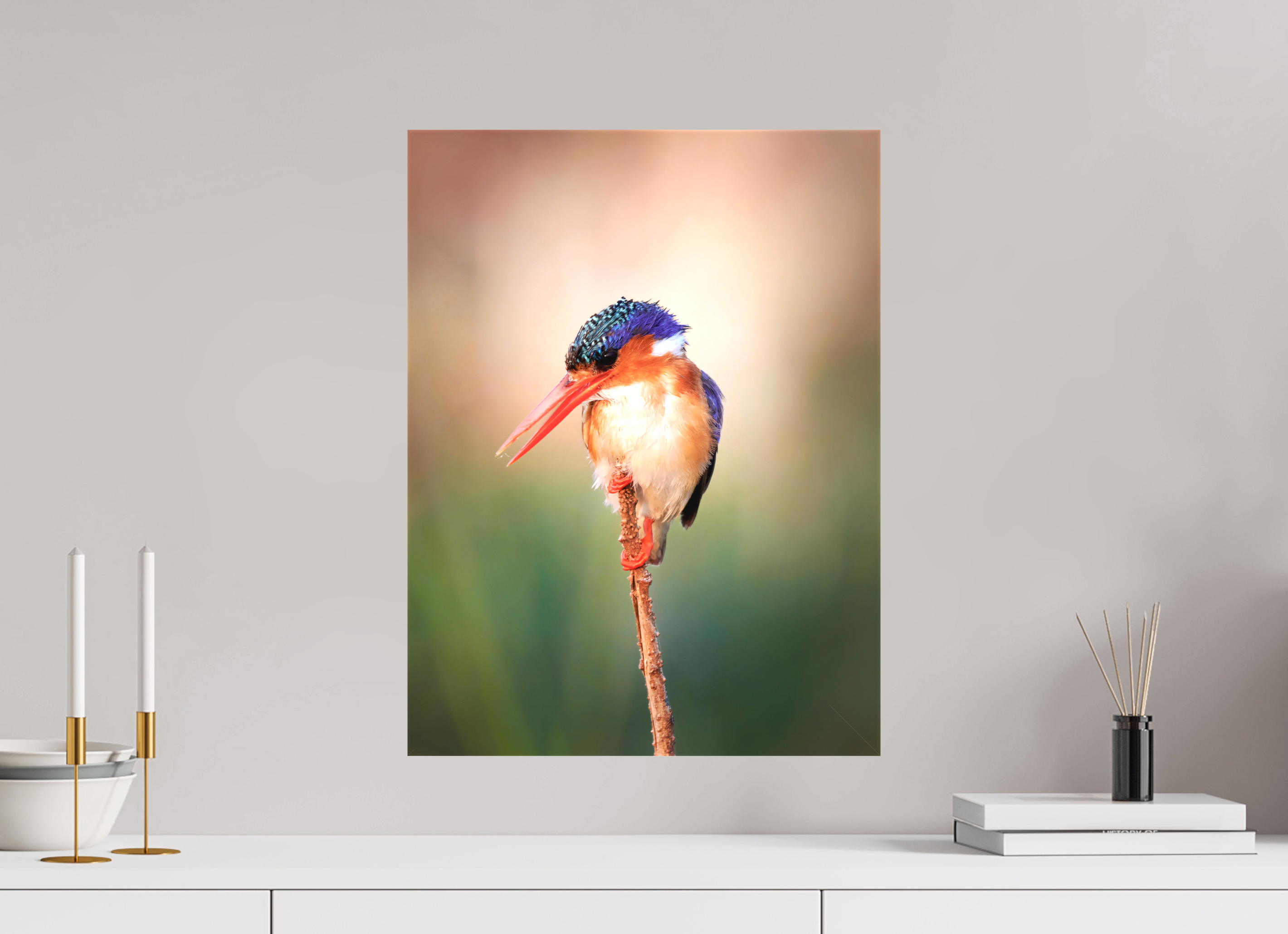 15 x 20″, Fine Art Textile Chobe River Kingfisher