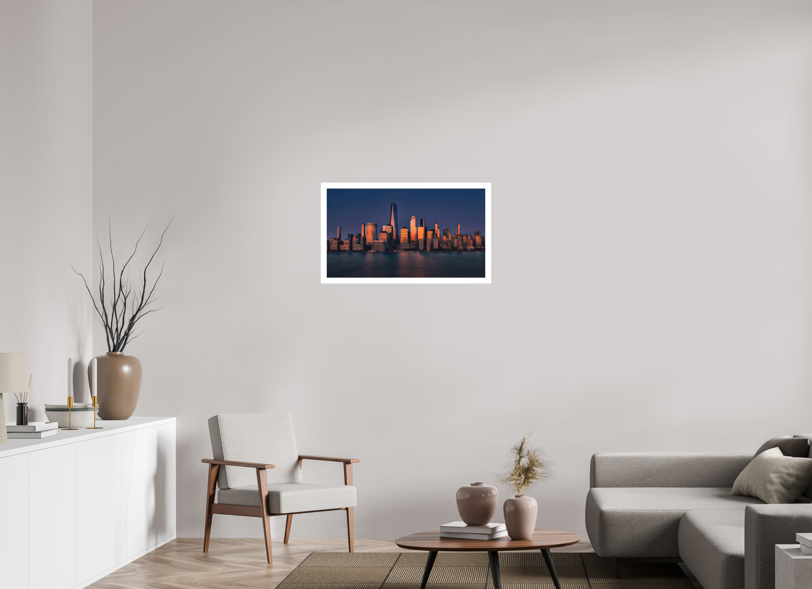 32 x 18″, Fine Art Bonded Acrylic Manhattan Reflects the End of the Day