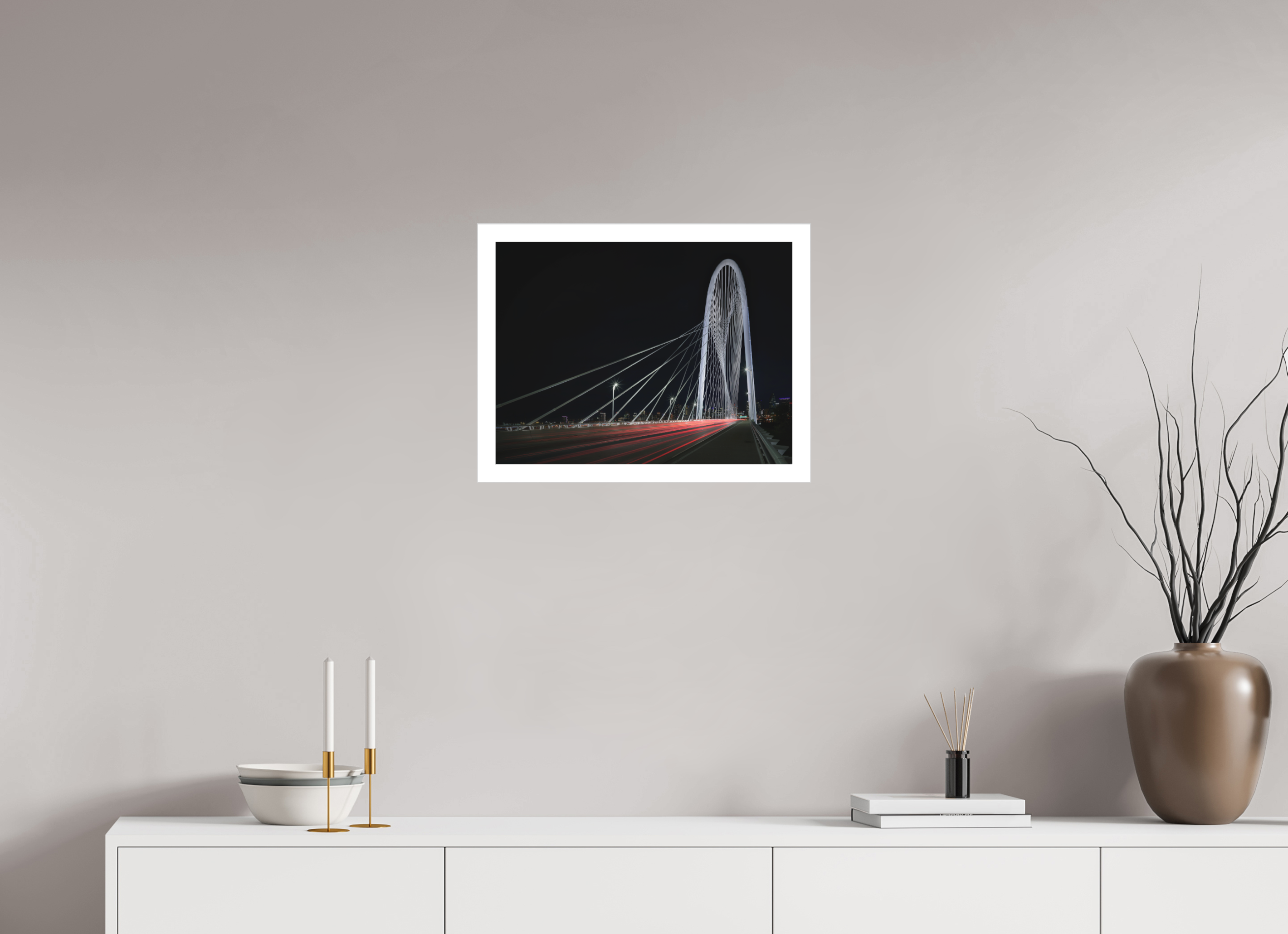 20 x 15″, Fine Art Bonded Acrylic Margaret Hunt Hill Bridge & Traffic Light Trails