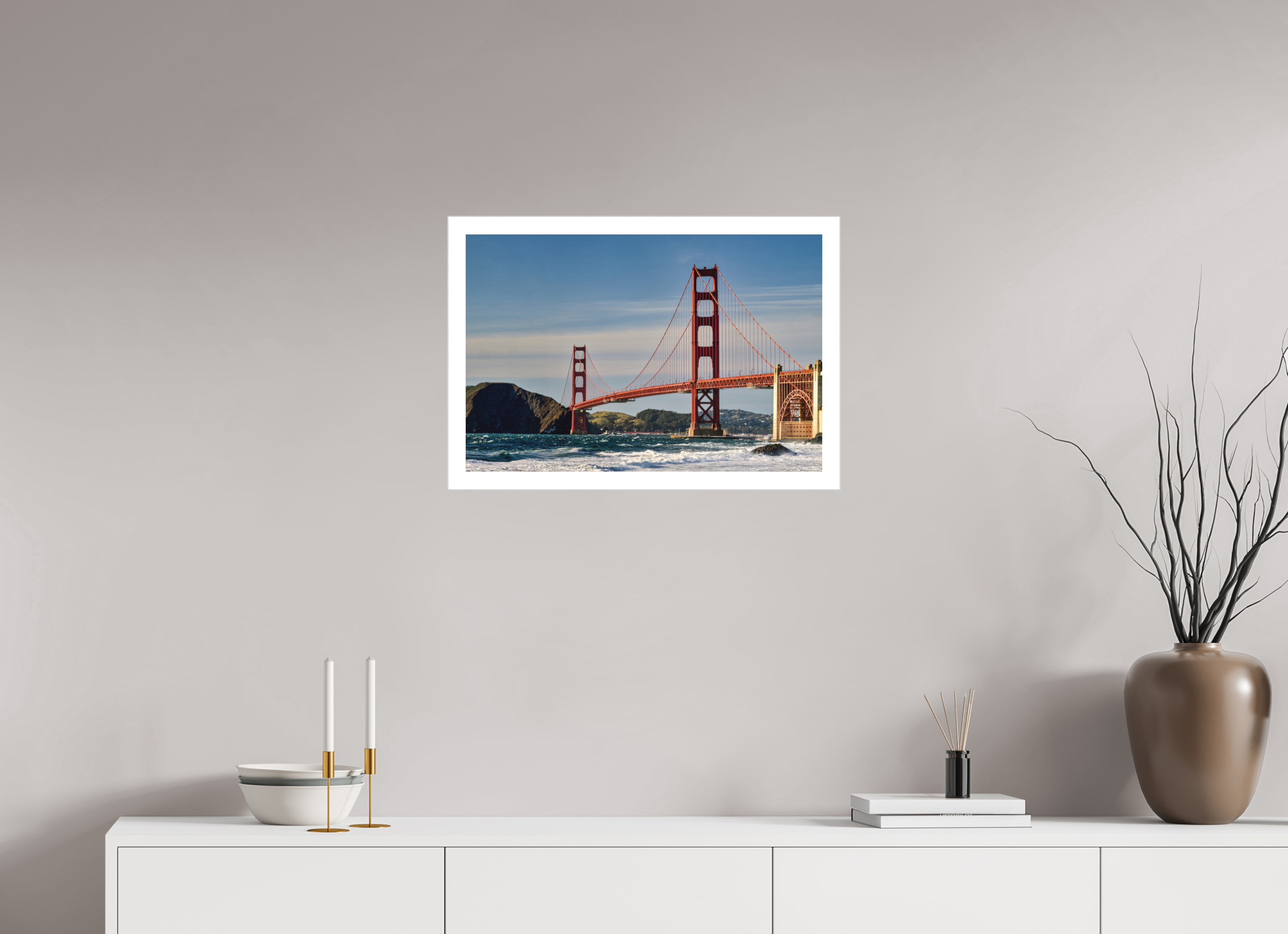 24 x 16″, Fine Art Bonded Acrylic Golden Gate I: A Postcard View