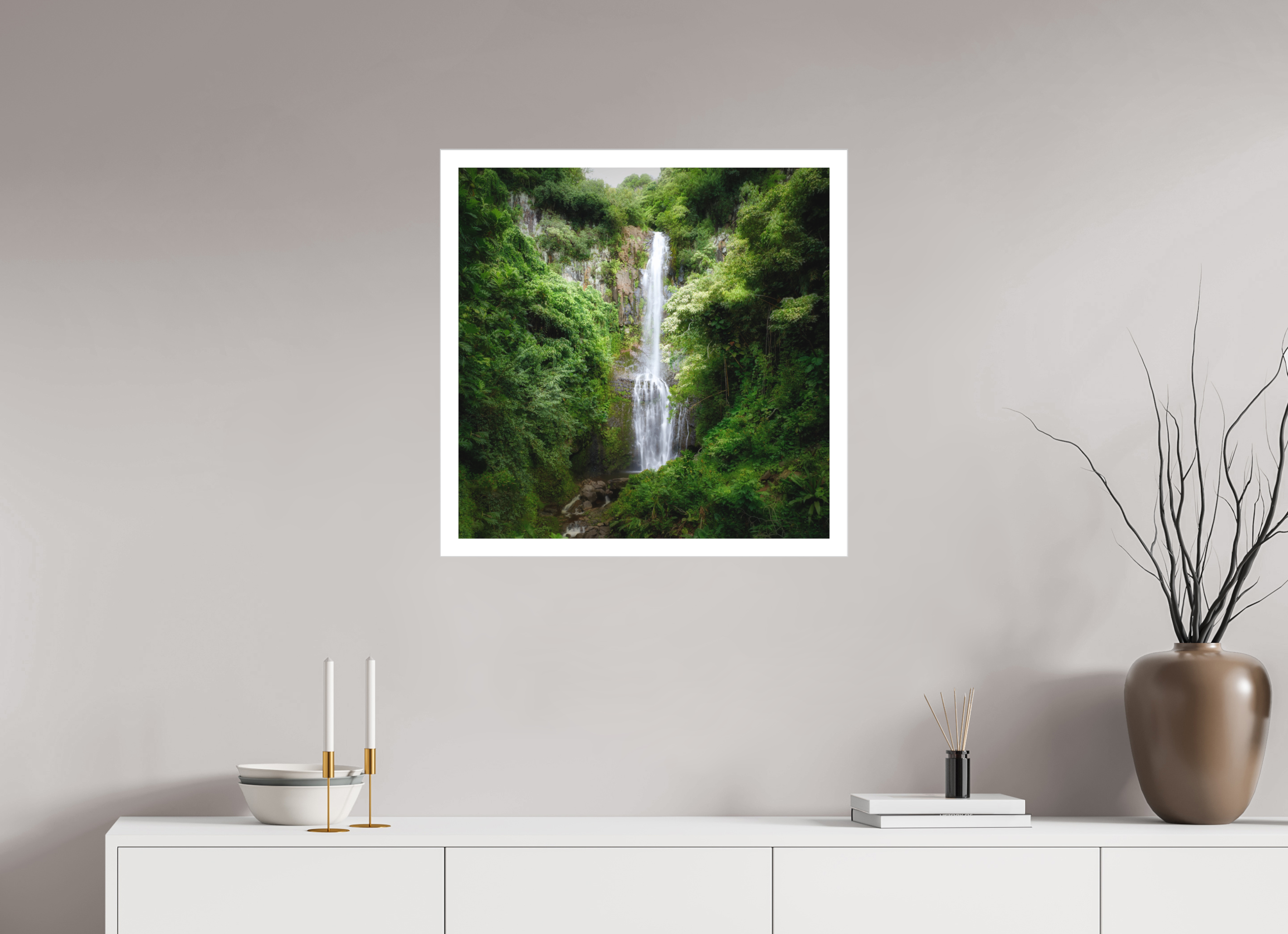 25 x 25″, Fine Art Bonded Acrylic Maui's Makahiku Falls
