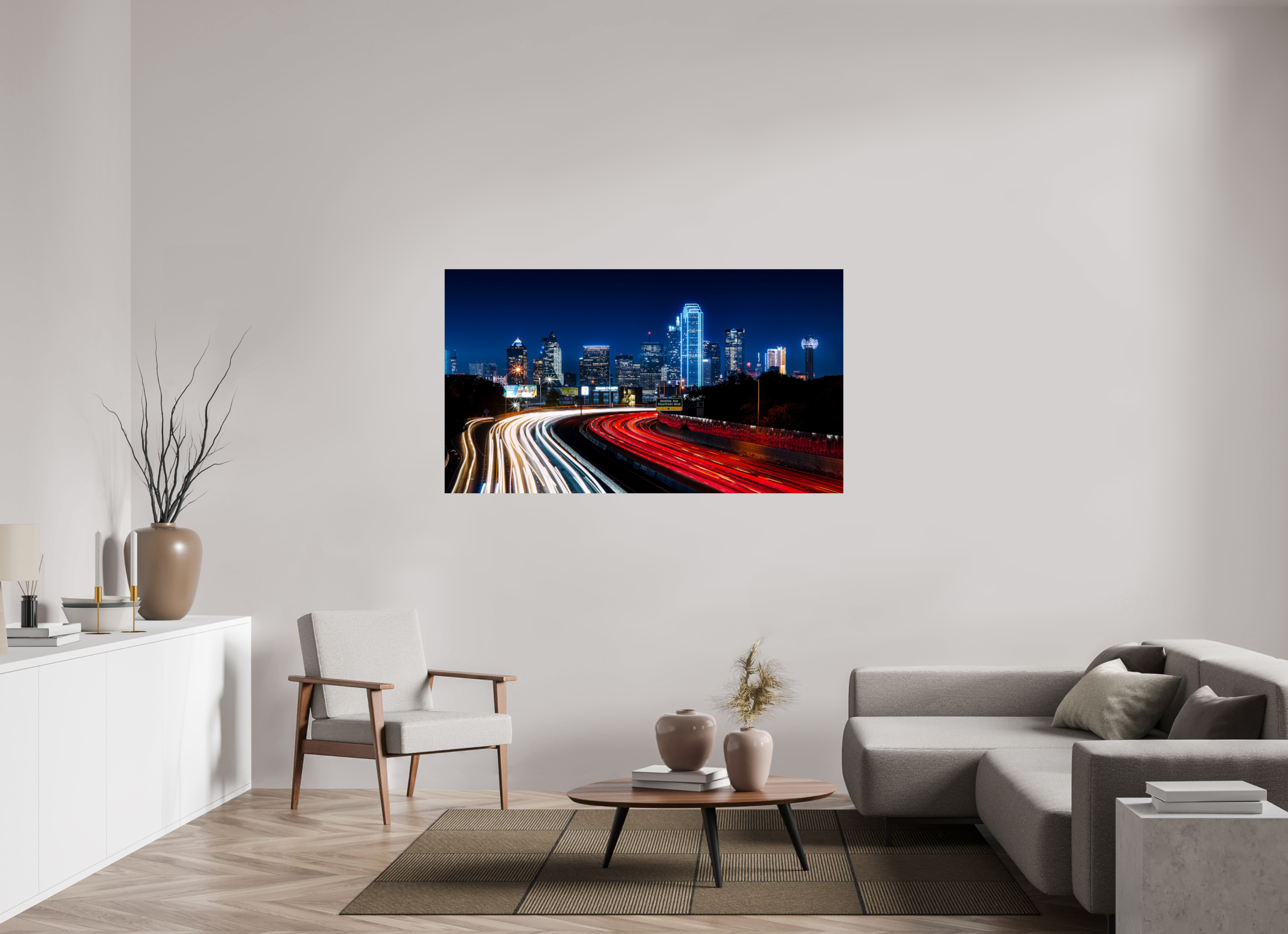 64 x 36″, Giclée Alu-Dibond Dallas Night Skyline: The Edgefield Prospect