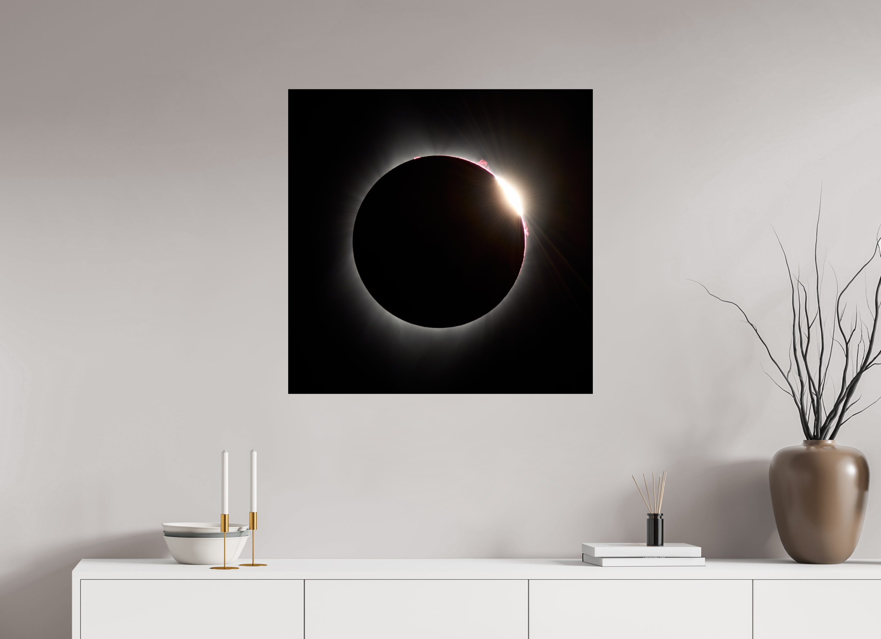 30 x 30″, Giclée Alu-Dibond 2017 Eclipse: The Diamonmd Ring in Oregon