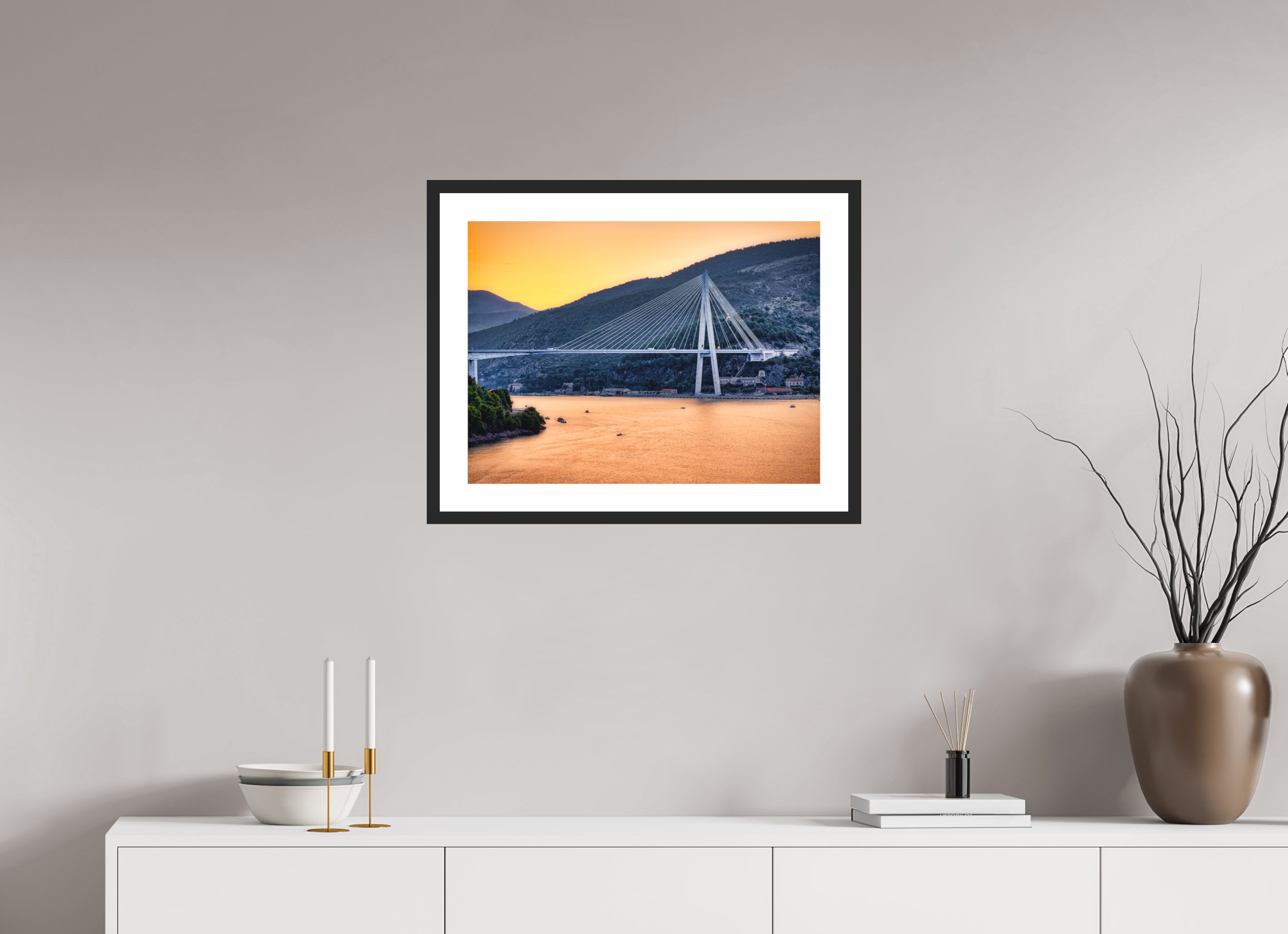 24 x 18″, Passe-Partout Black Frame Entering Dubrovnik