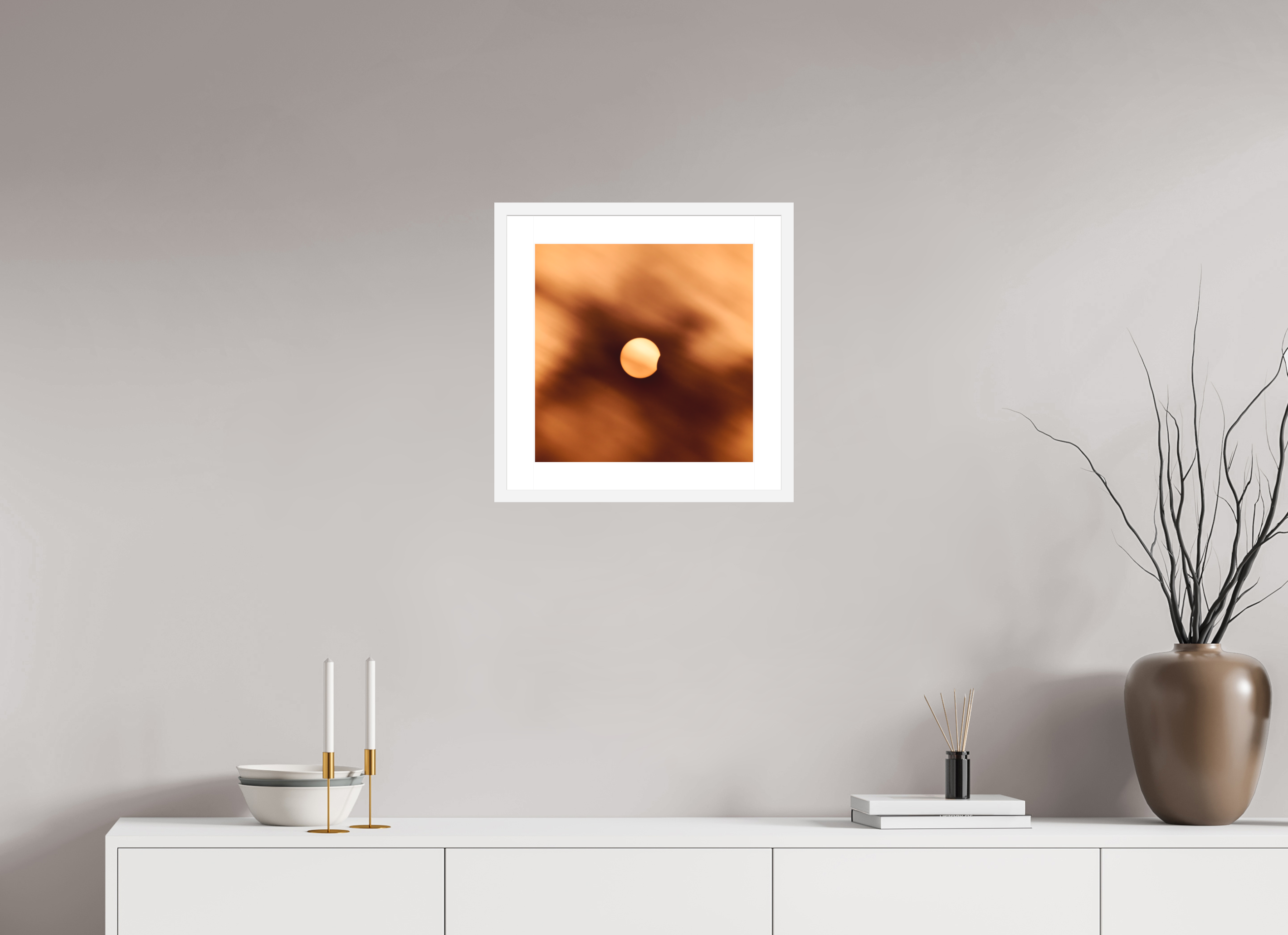 15 x 15″, Passe-Partout White Frame 2024 Eclipse First Kiss