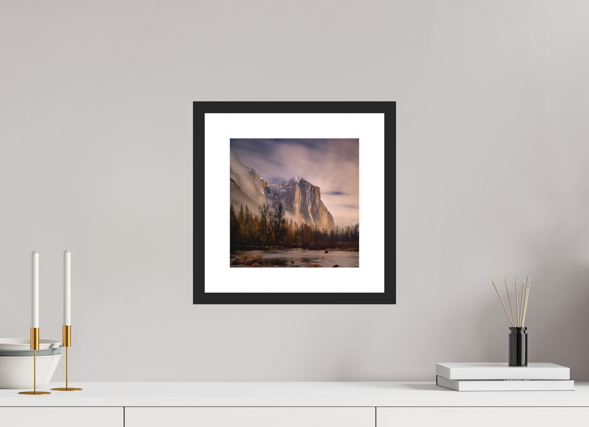 10 x 10″, Passe-Partout Black Frame El Capitan at Dawn