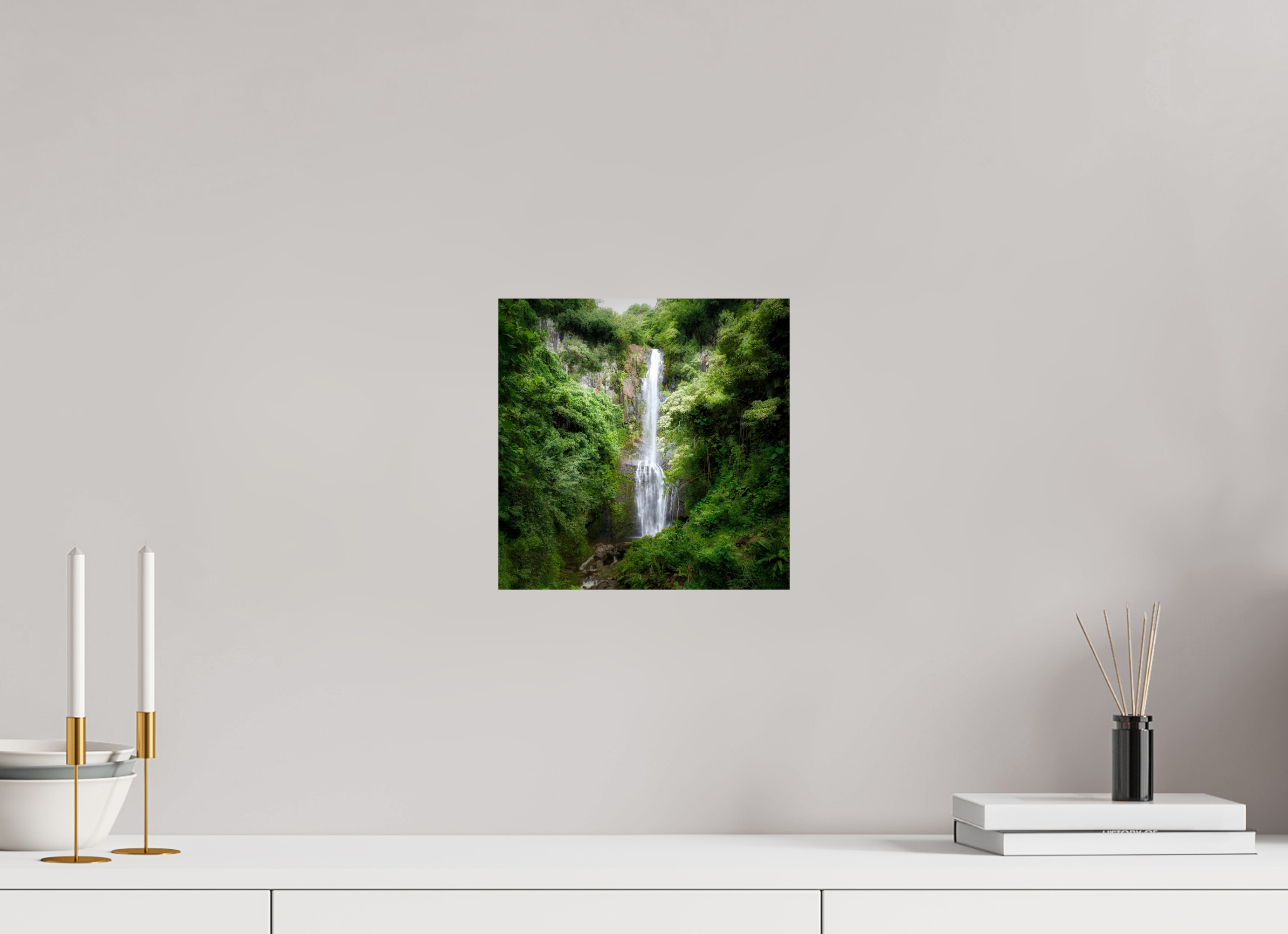 10 x 10″, Giclée Alu-Dibond Maui's Makahiku Falls