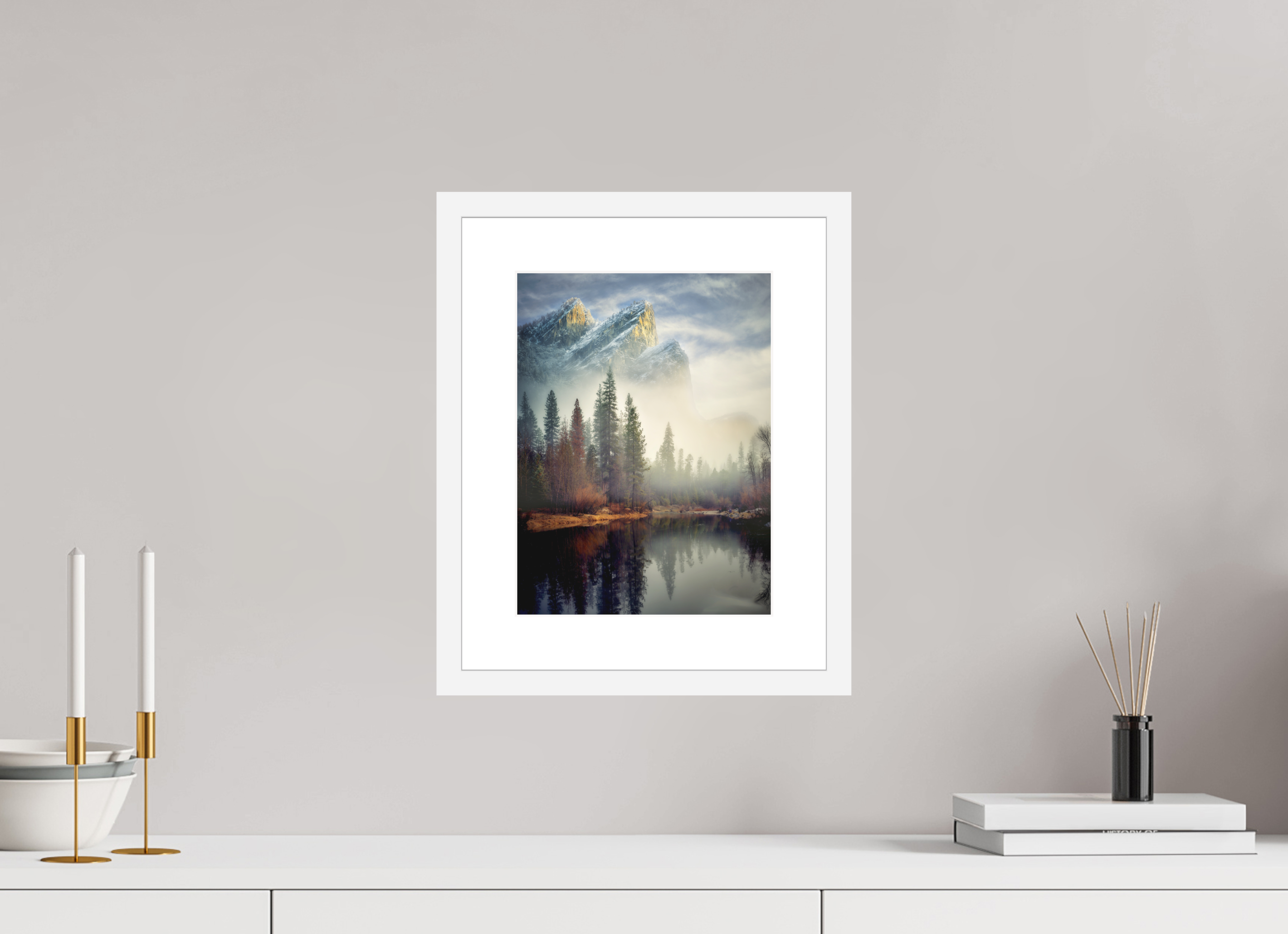 9 x 12″, Passe-Partout White Frame Leviathans I: In the Mist of the Merced