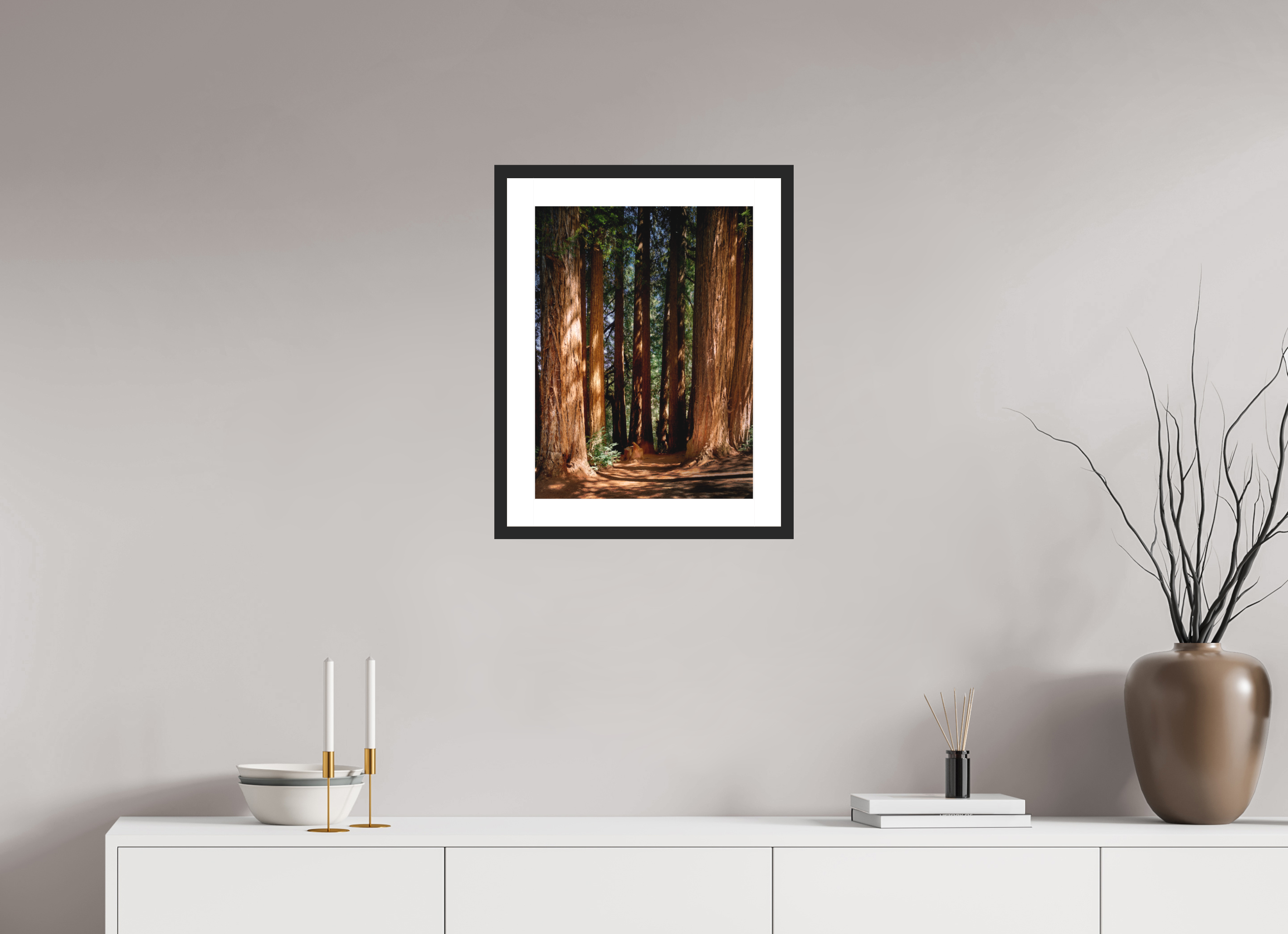 15 x 20″, Passe-Partout Black Frame Felton Redwoods Cathedral Grove