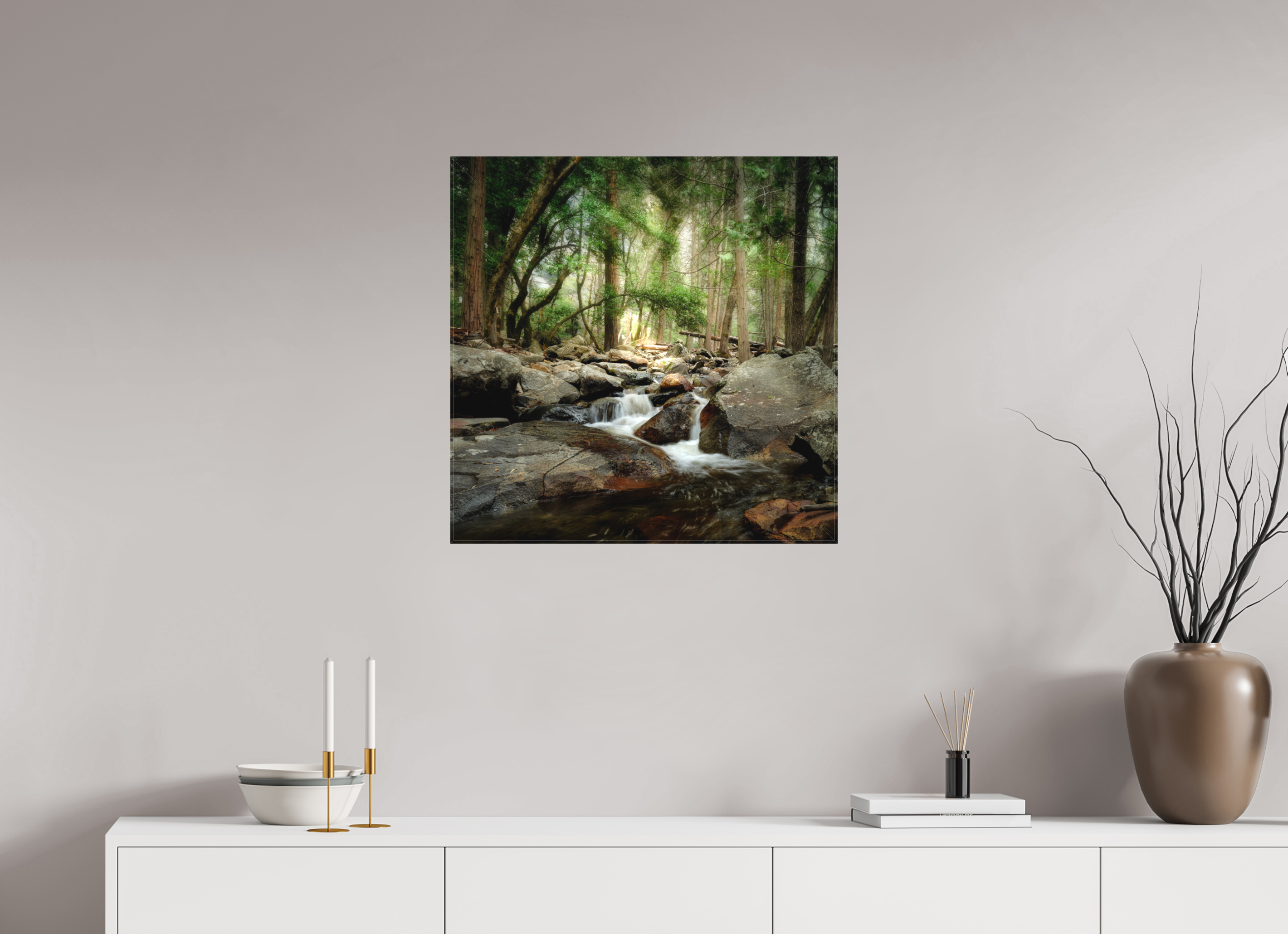 25 x 25″, Fine Art Textile Bridalveil Creek