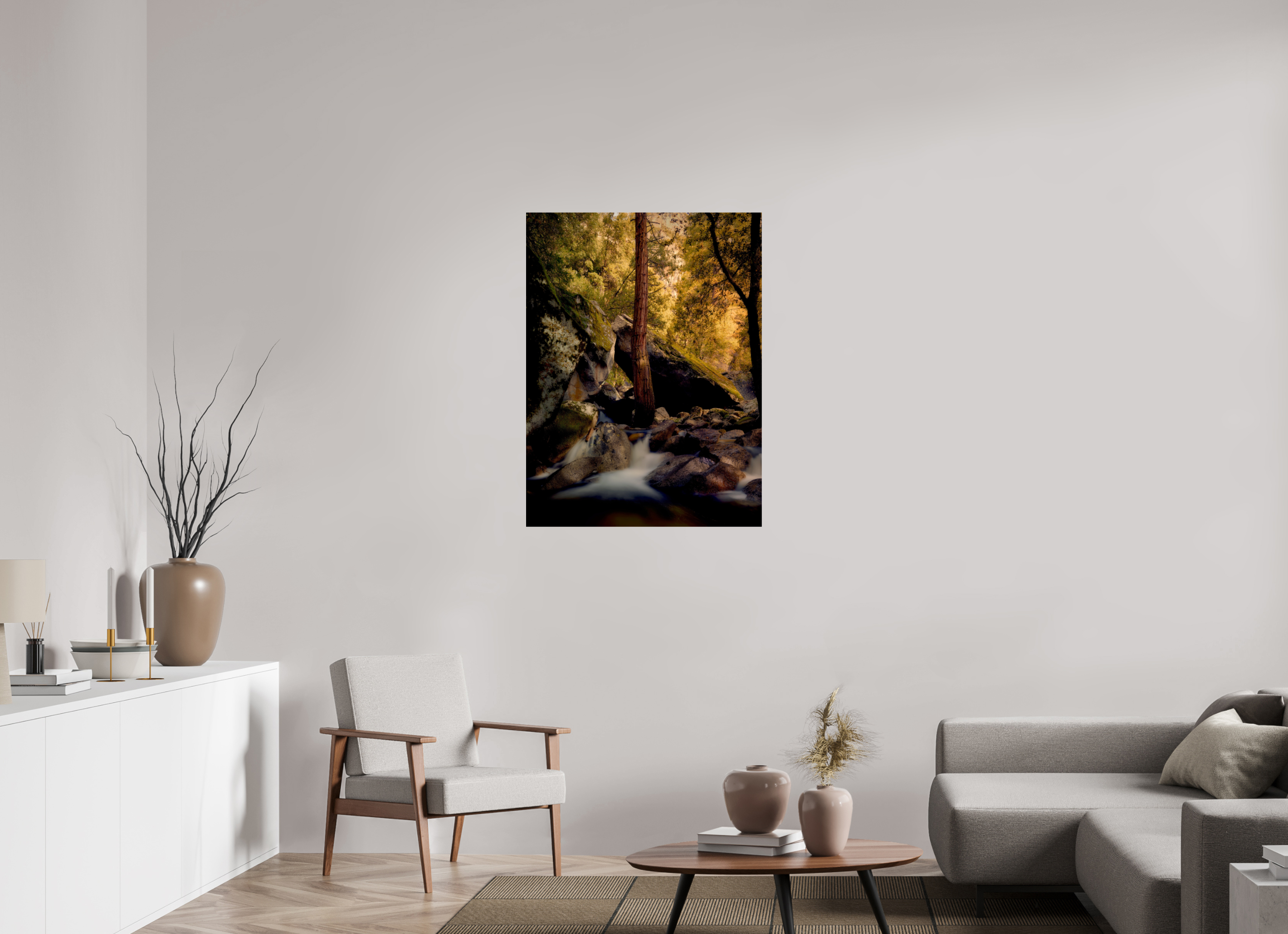 30 x 40″, Giclée Alu-Dibond Yosemite's Cascade Creek at Sunrise