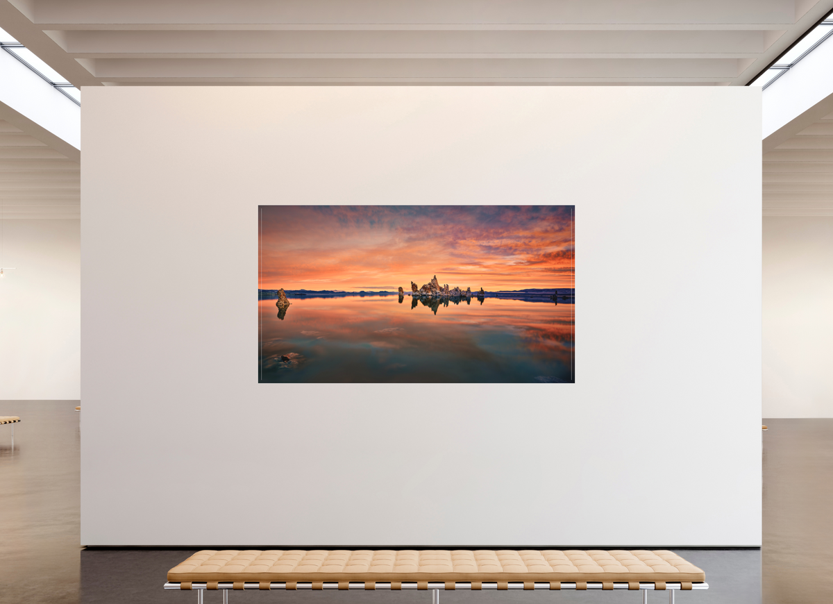 96 x 54″, Bonded Acrylic Silver Frame Reflekto: Mono Lake's South Tufa