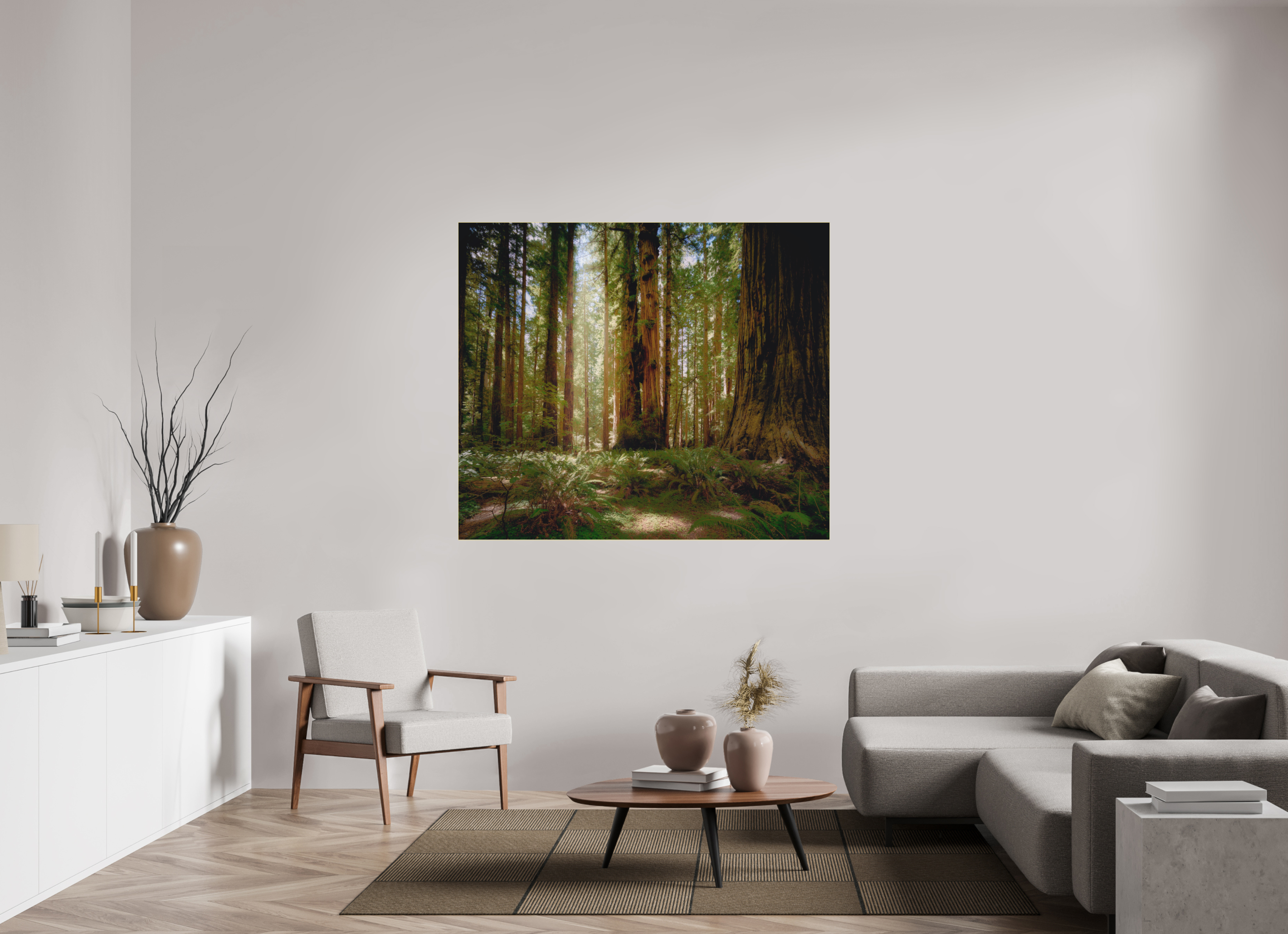 59.6 x 51″, Bonded Acrylic Gold Frame Life & Light Beneath the Giants