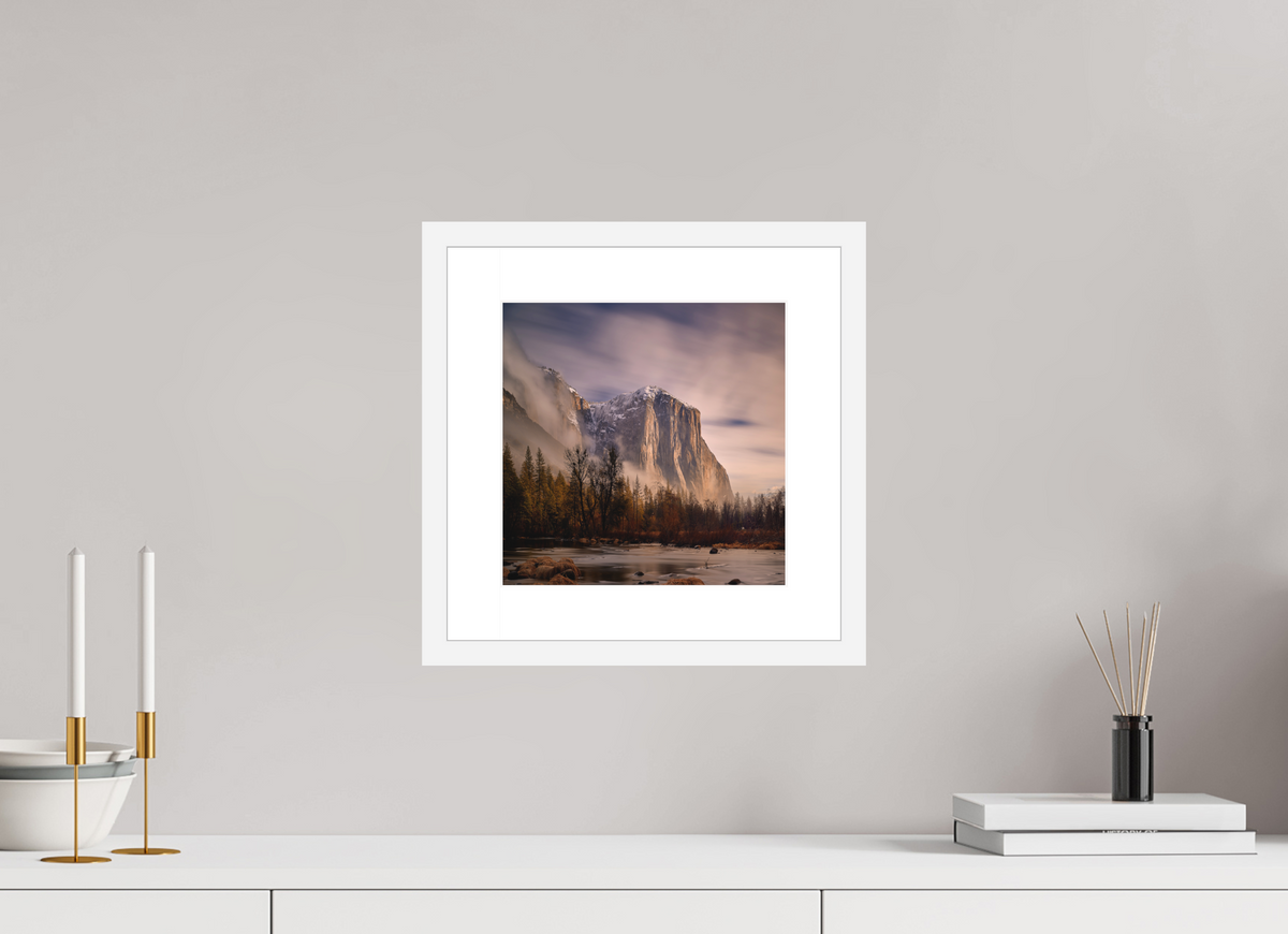10 x 10″, Passe-Partout White Frame El Capitan at Dawn