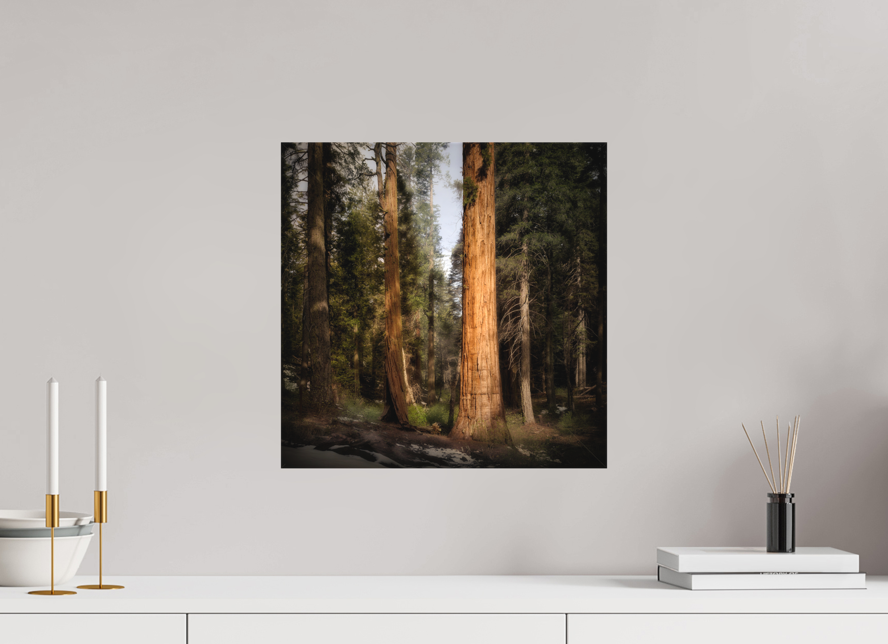 15 x 15″, Fine Art Textile Northern Sentinels I: The Placer County Sequoias