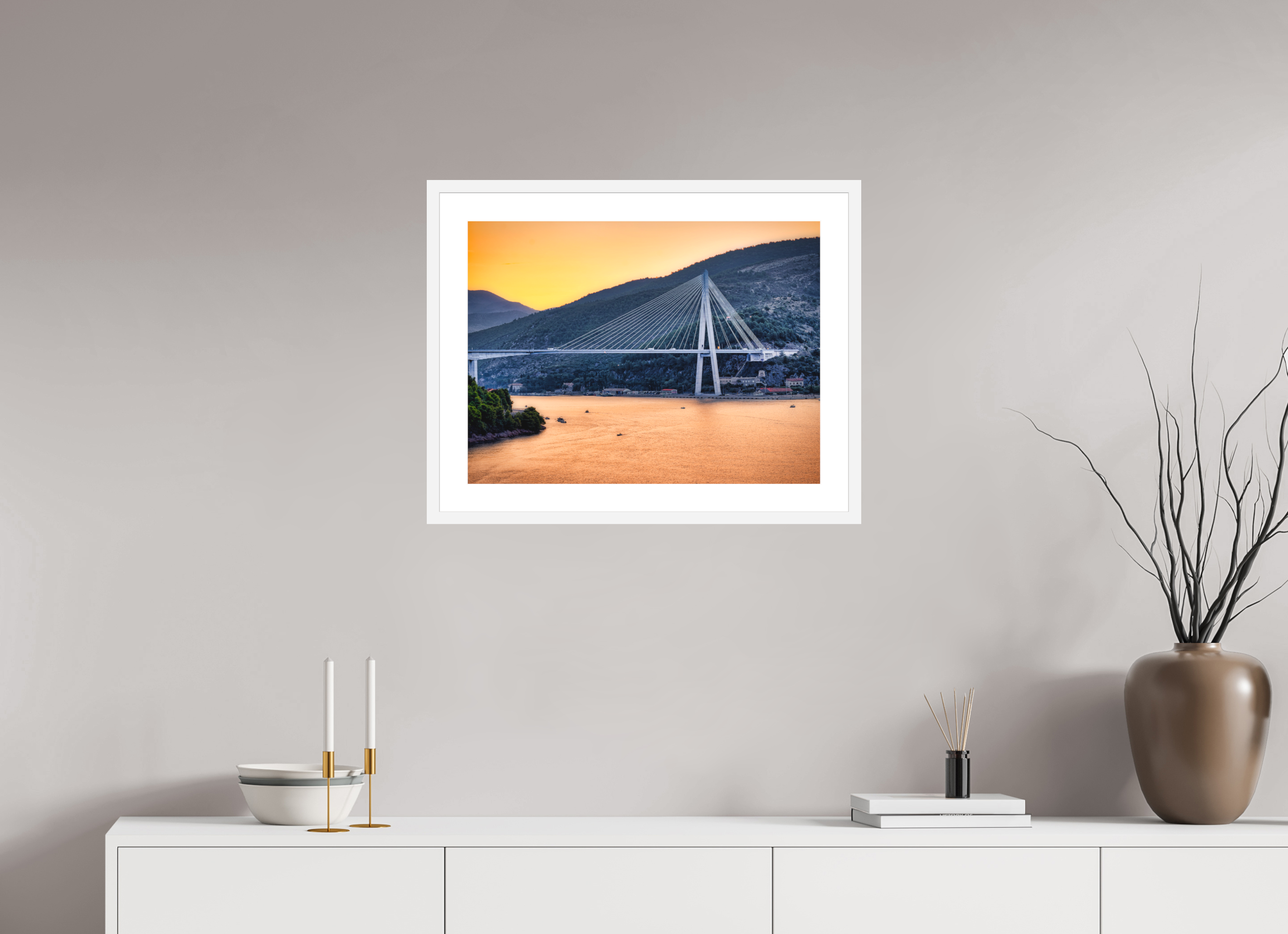 24 x 18″, Passe-Partout White Frame Entering Dubrovnik