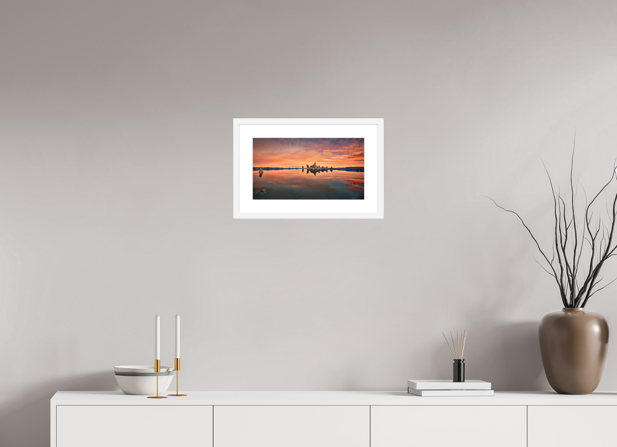 16 x 9″, Passe-Partout White Frame Reflektor: Mono Lake's South Tufa