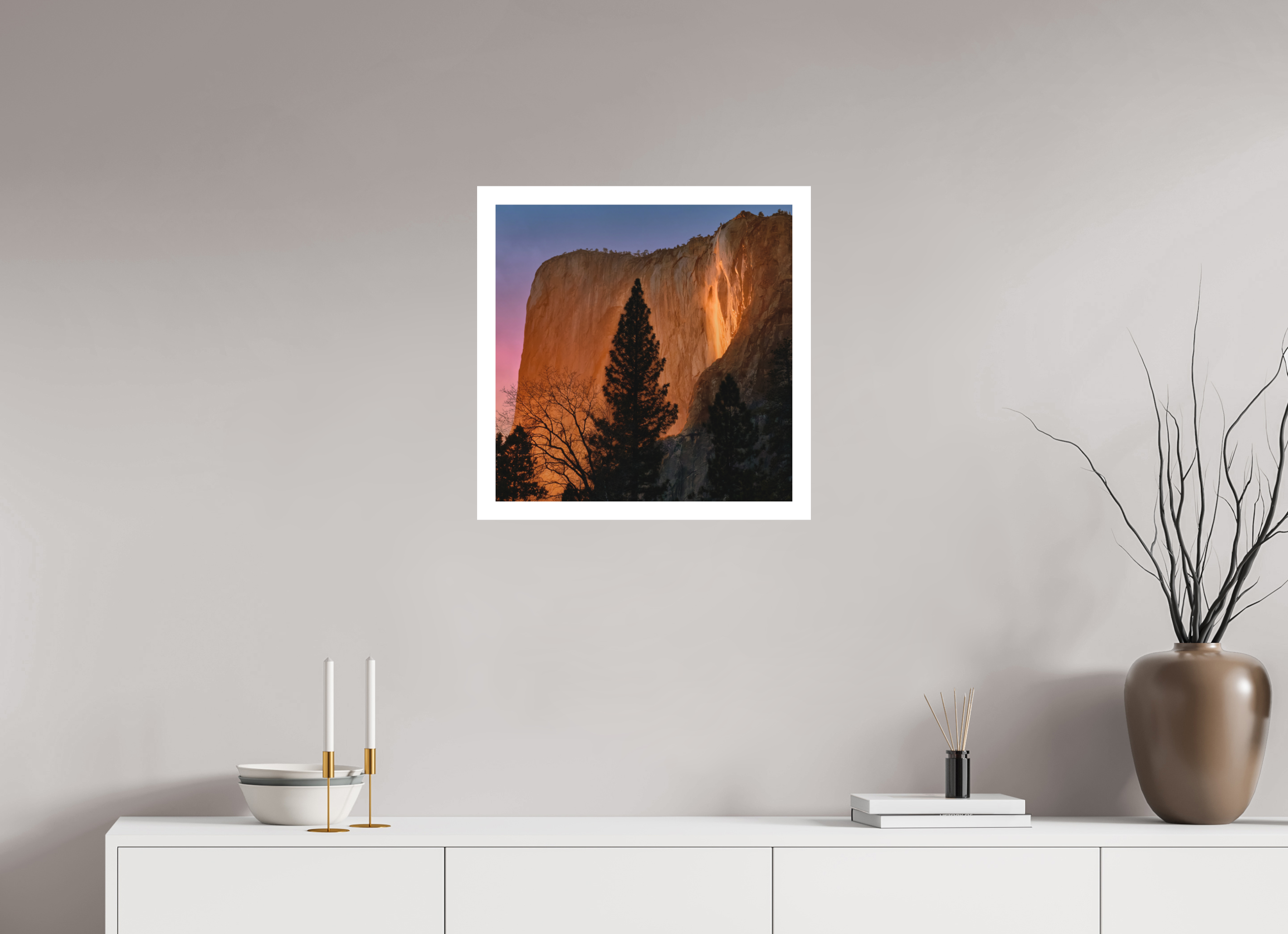 20 x 20″, Bonded Acrylic Mat + White Frame Horsetail Fall 2025