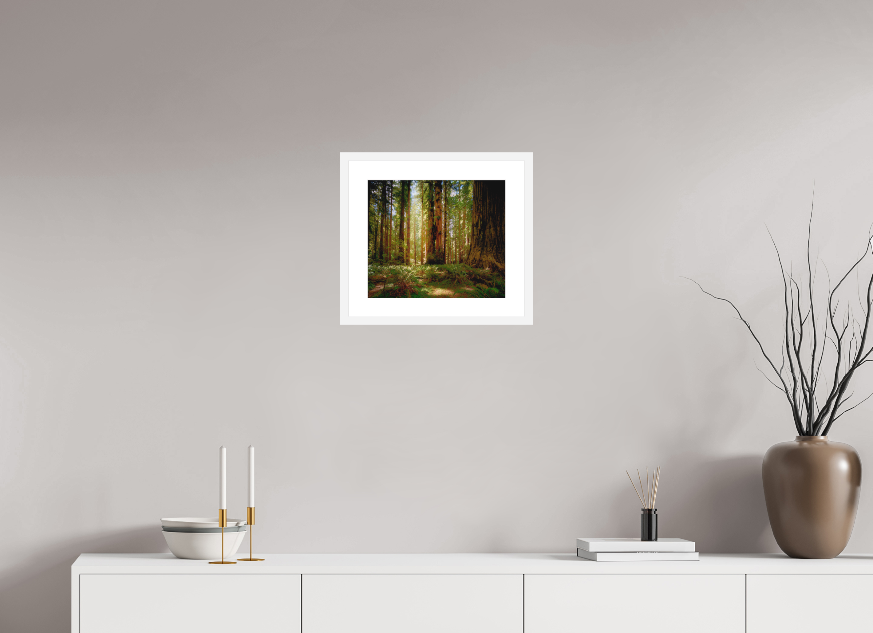 14 x 12″, Passe-Partout White Frame Life & Light Beneath the Giants