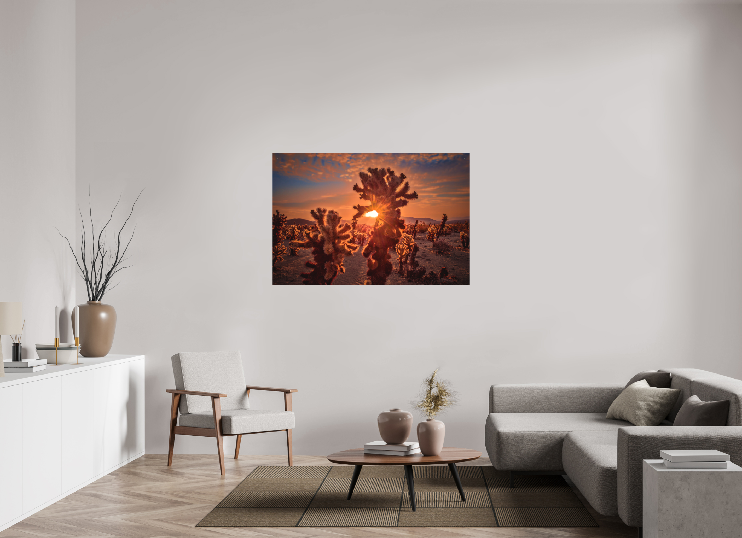 54 x 36″, Fine Art Textile Joshua Tree's Chollah Cactus