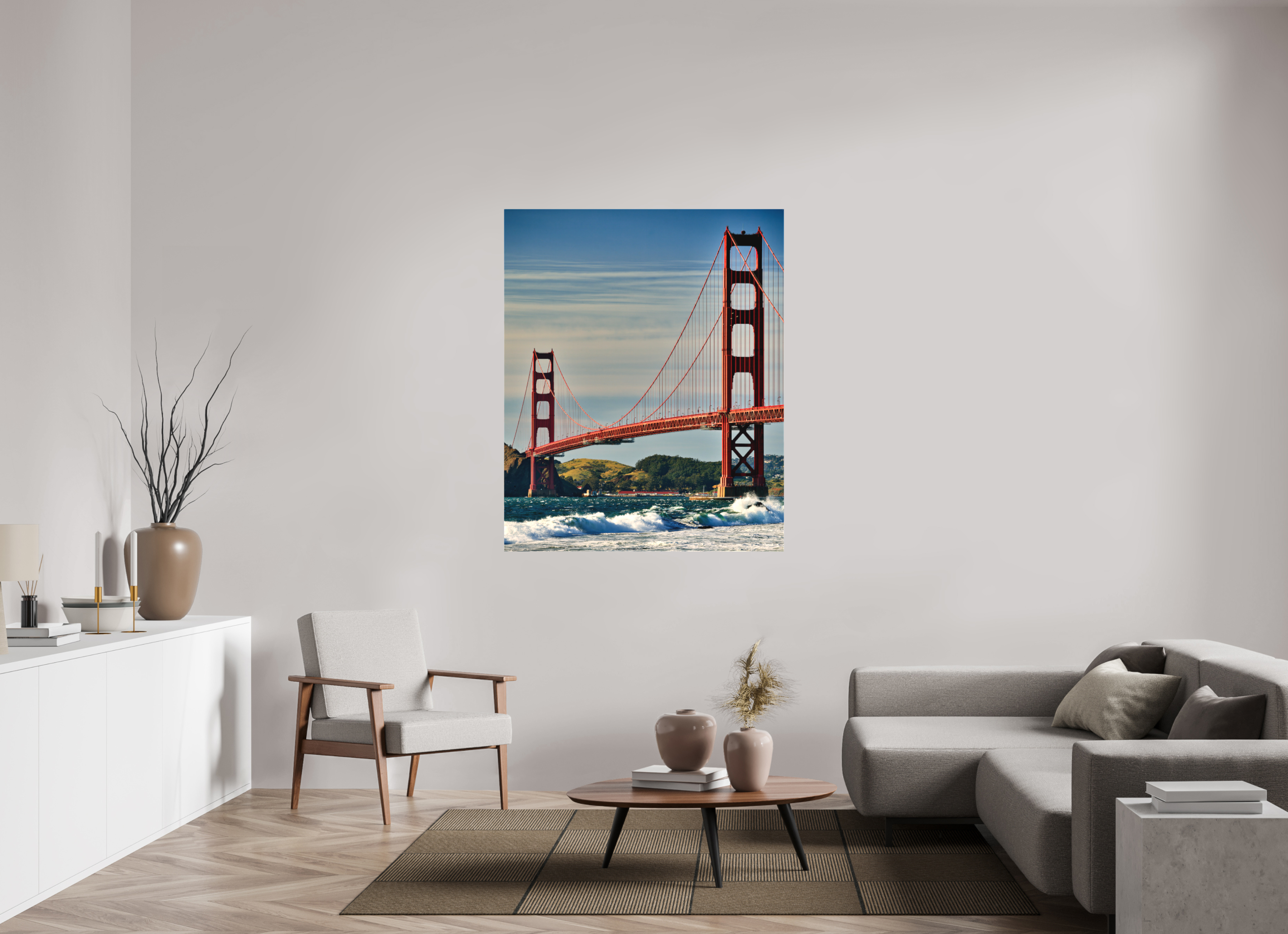 44 x 54″, Fine Art Textile Golden Gate II: Another Postcard View