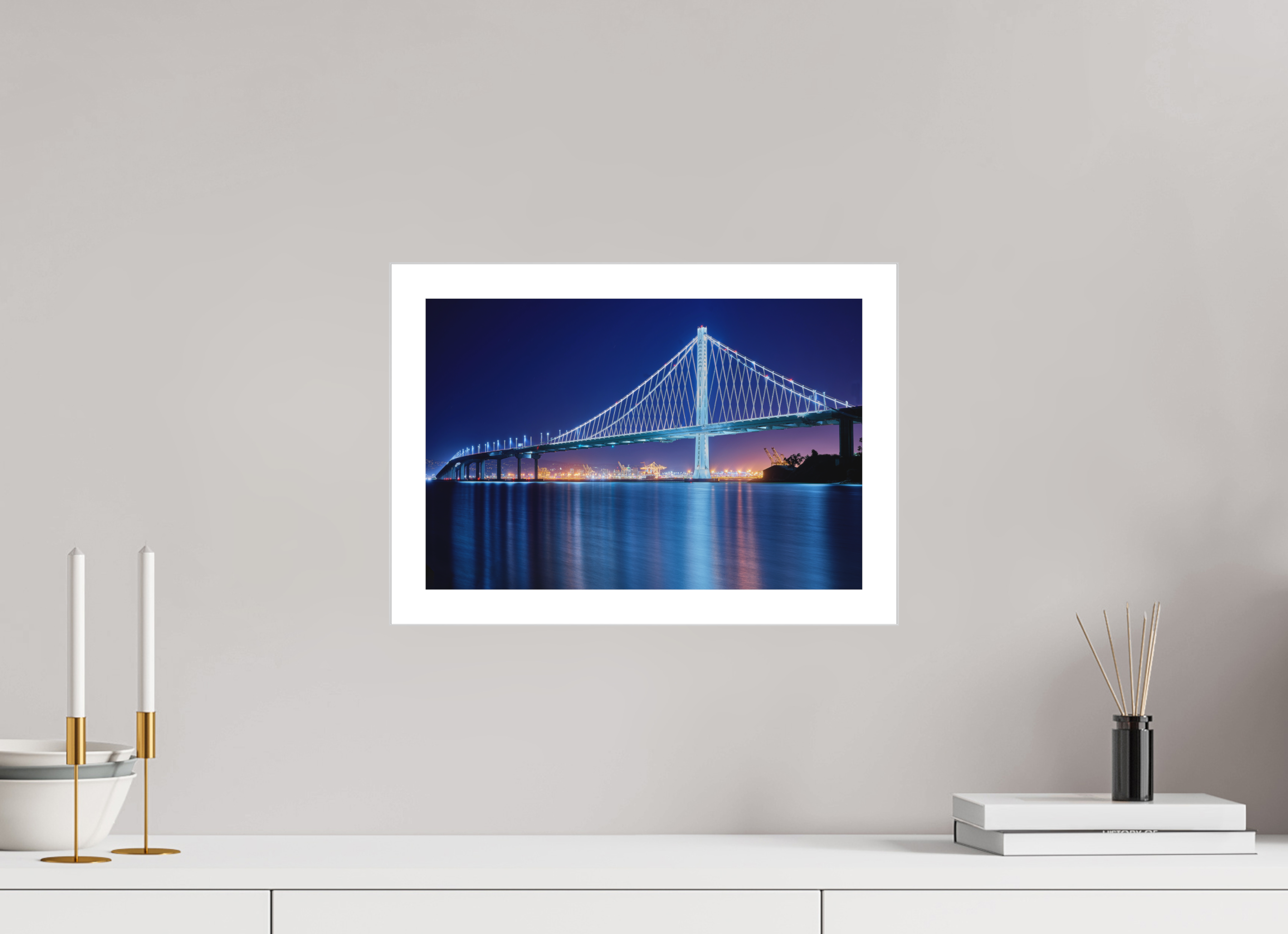 15 x 10″, Fine Art Bonded Acrylic The Bay Bridge at Night