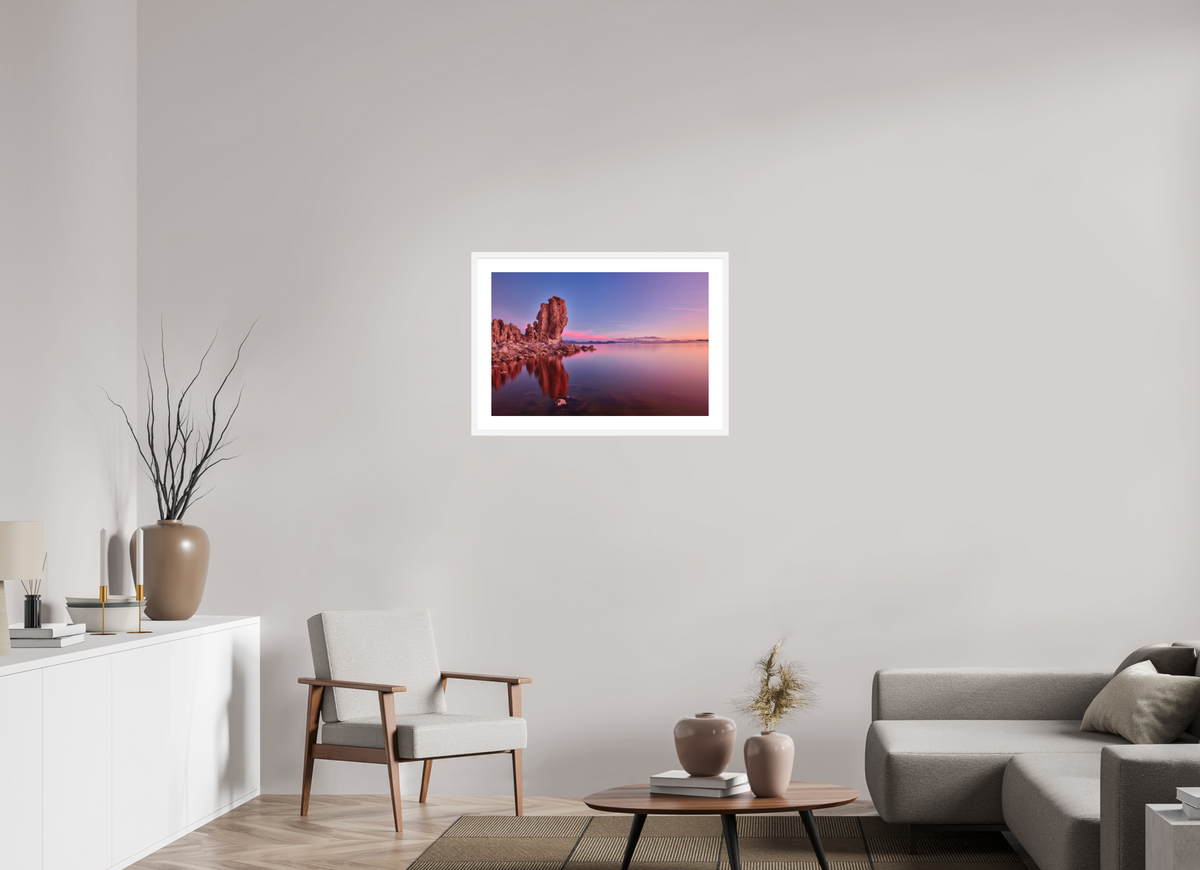 30 x 20″, Passe-Partout White Frame Mono Lake: Tufa Dawn