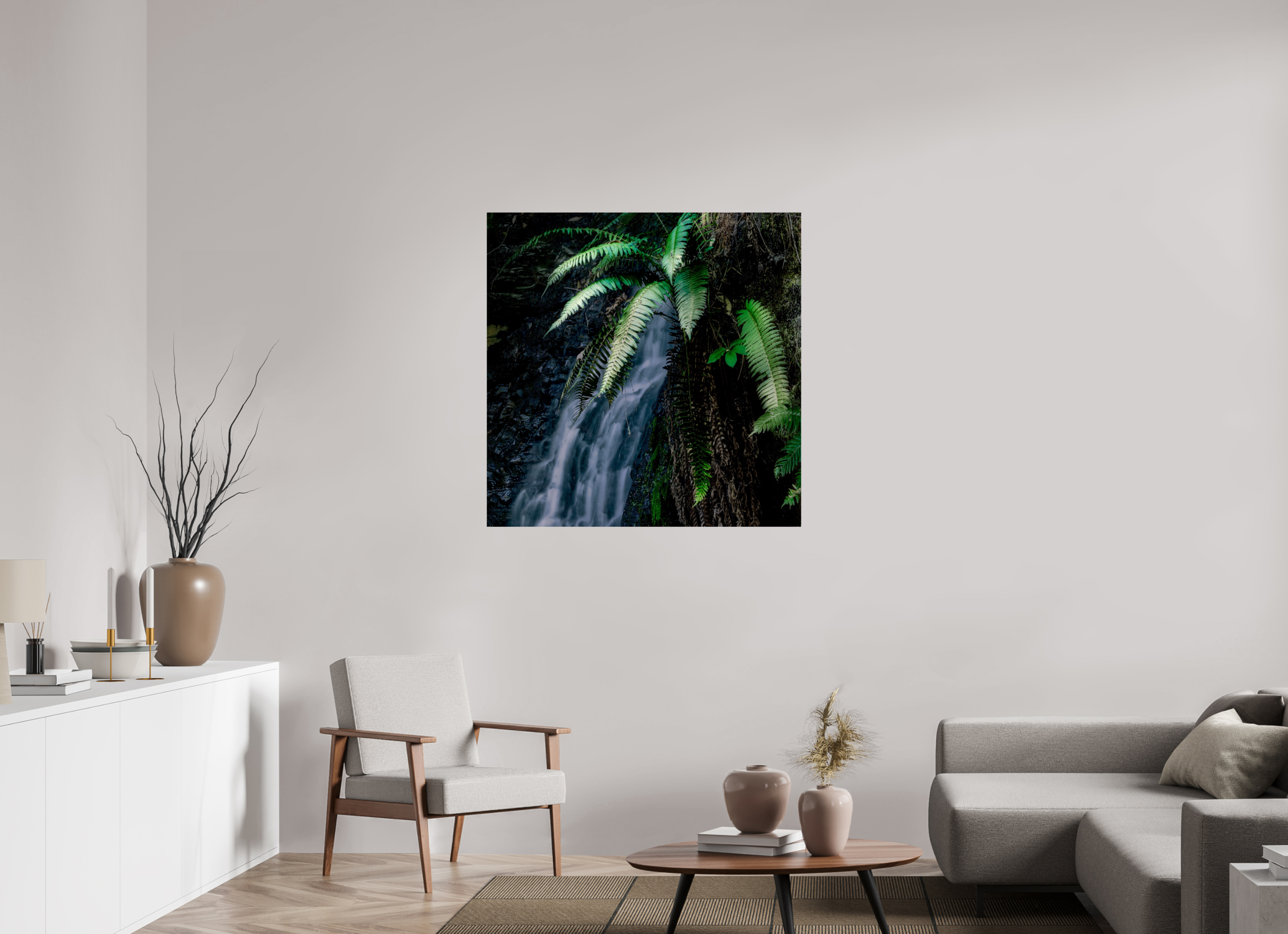 40 x 40″, Giclée Alu-Dibond Sword Ferns on Tiptoe FallsI