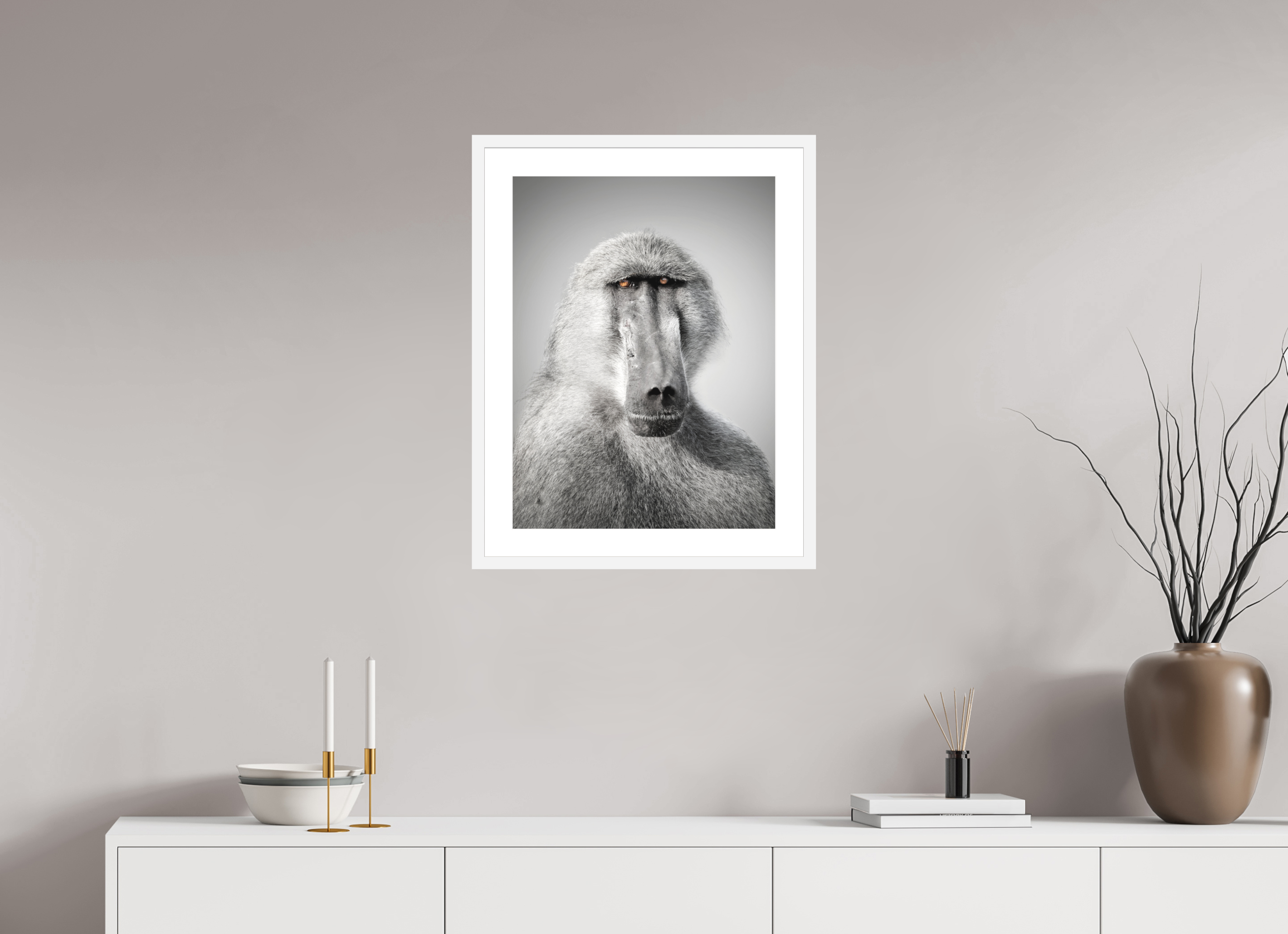 18 x 24″, Passe-Partout White Frame Portrait of an Elder