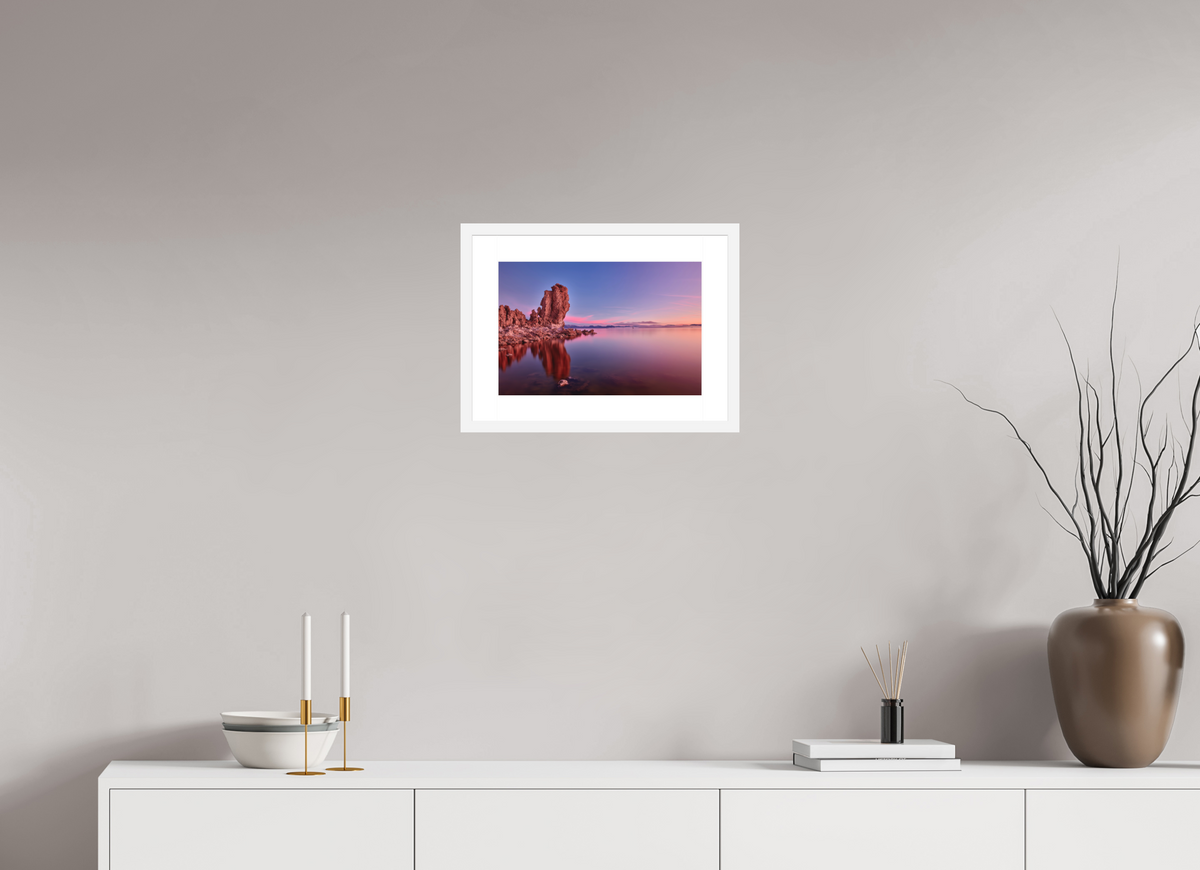 15 x 10″, Passe-Partout White Frame Mono Lake: Tufa Dawn