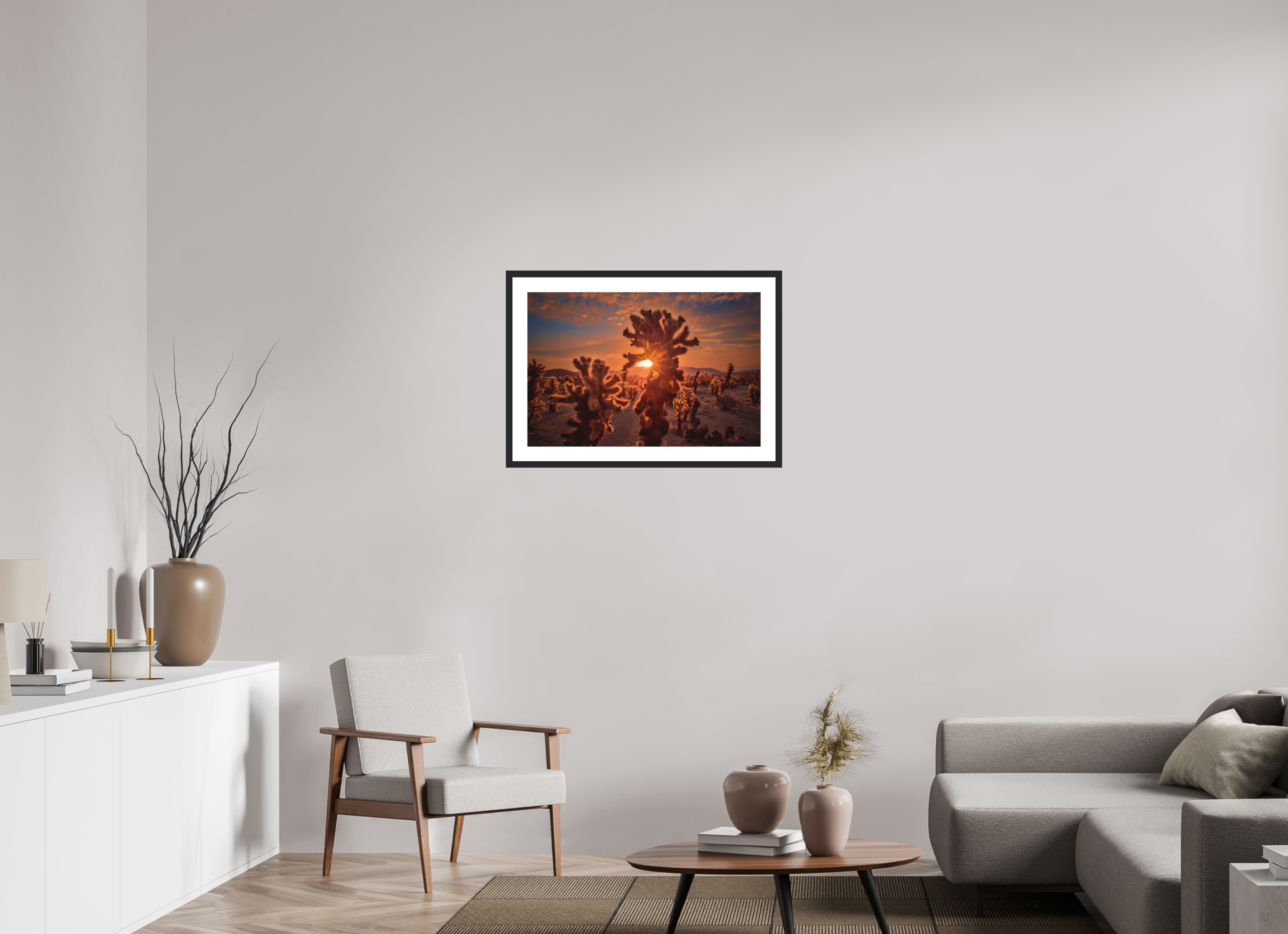 30 x 20″, Passe-Partout Black Frame Joshua Tree's Chollah Cactus