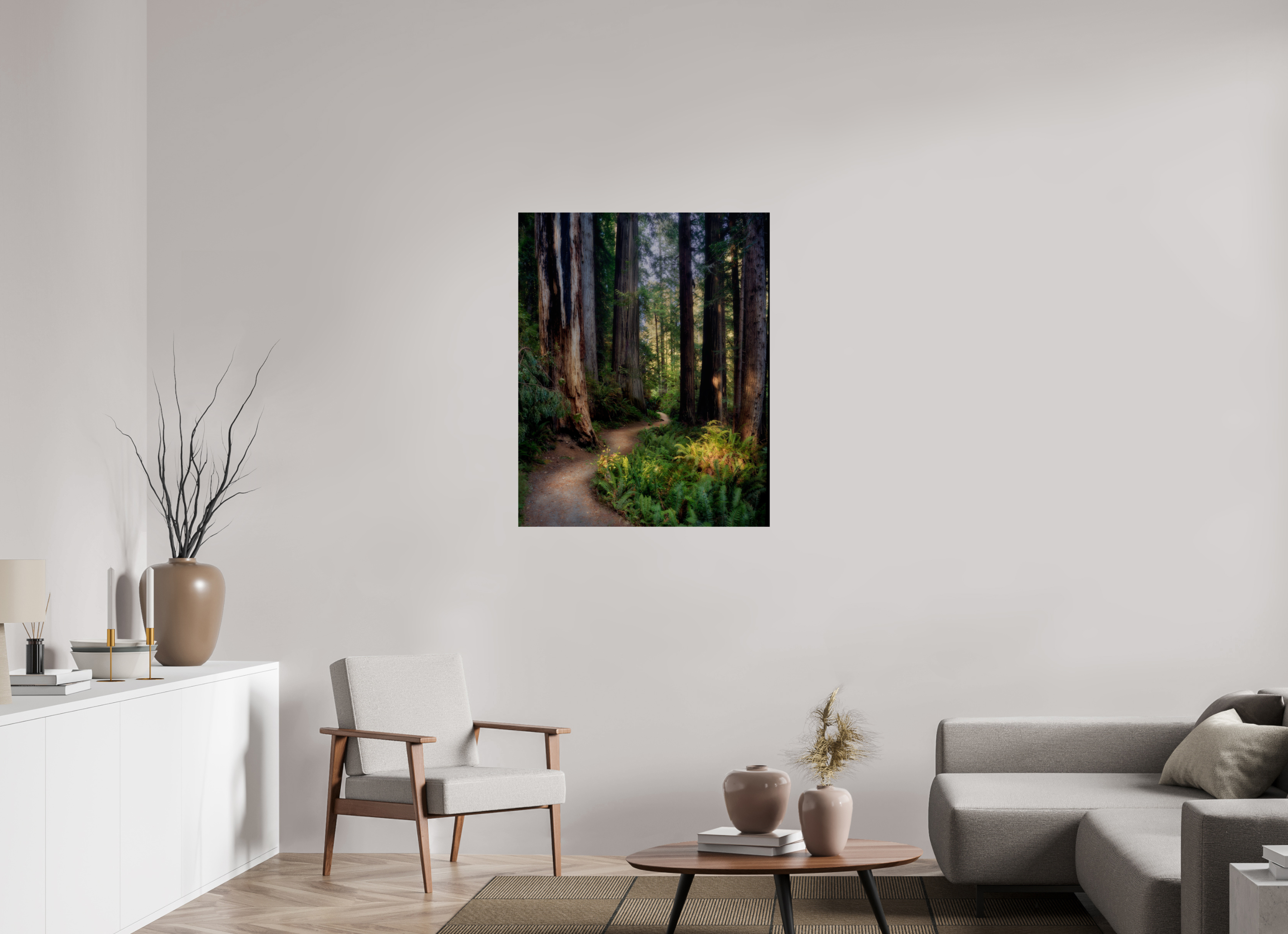 32 x 40″, Giclée Alu-Dibond Prairie Creek Redwoods Pathway