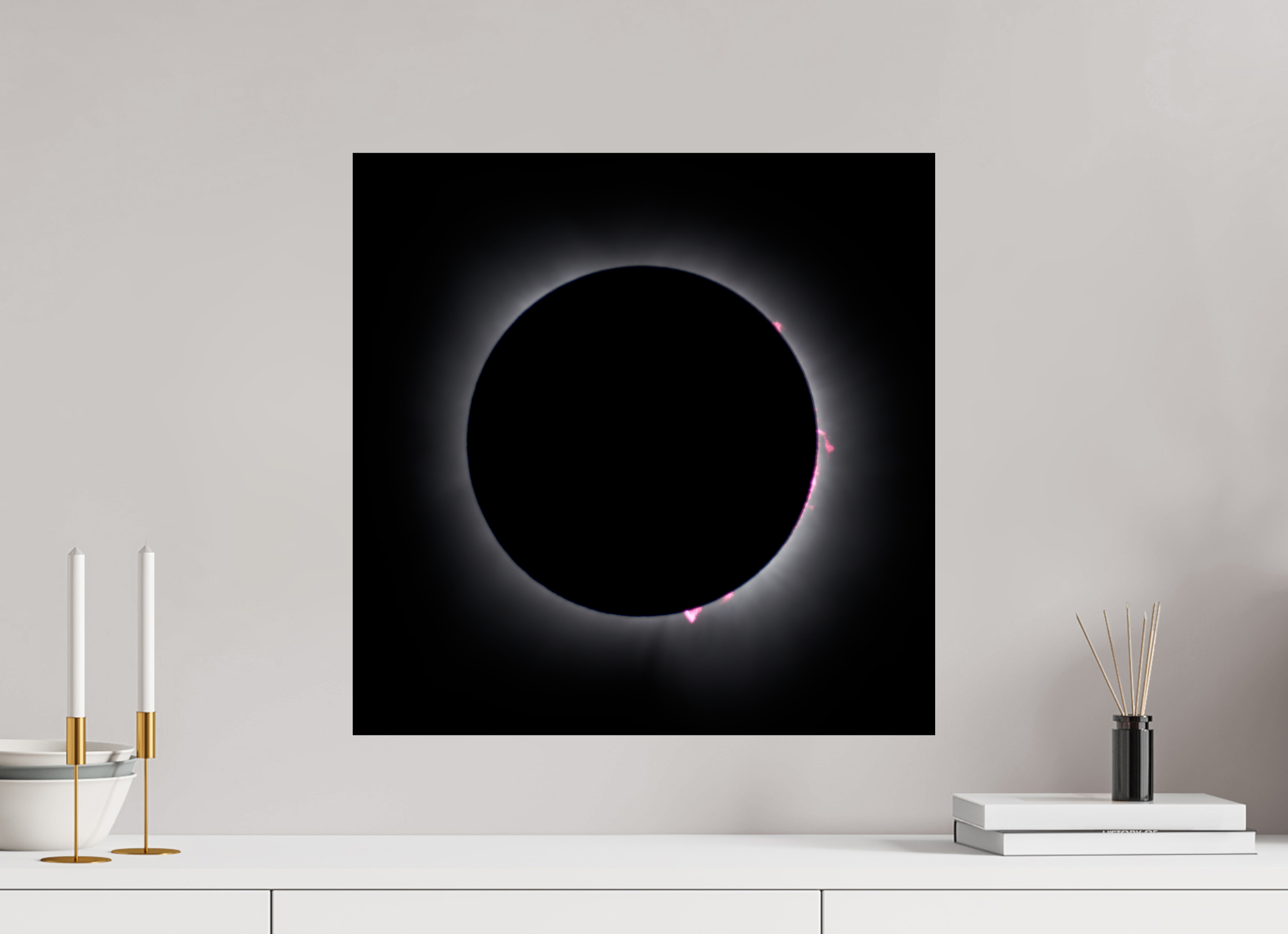 20 x 20″, Giclée Alu-Dibond 2024 Eclipse: Totality & Baily's Beads