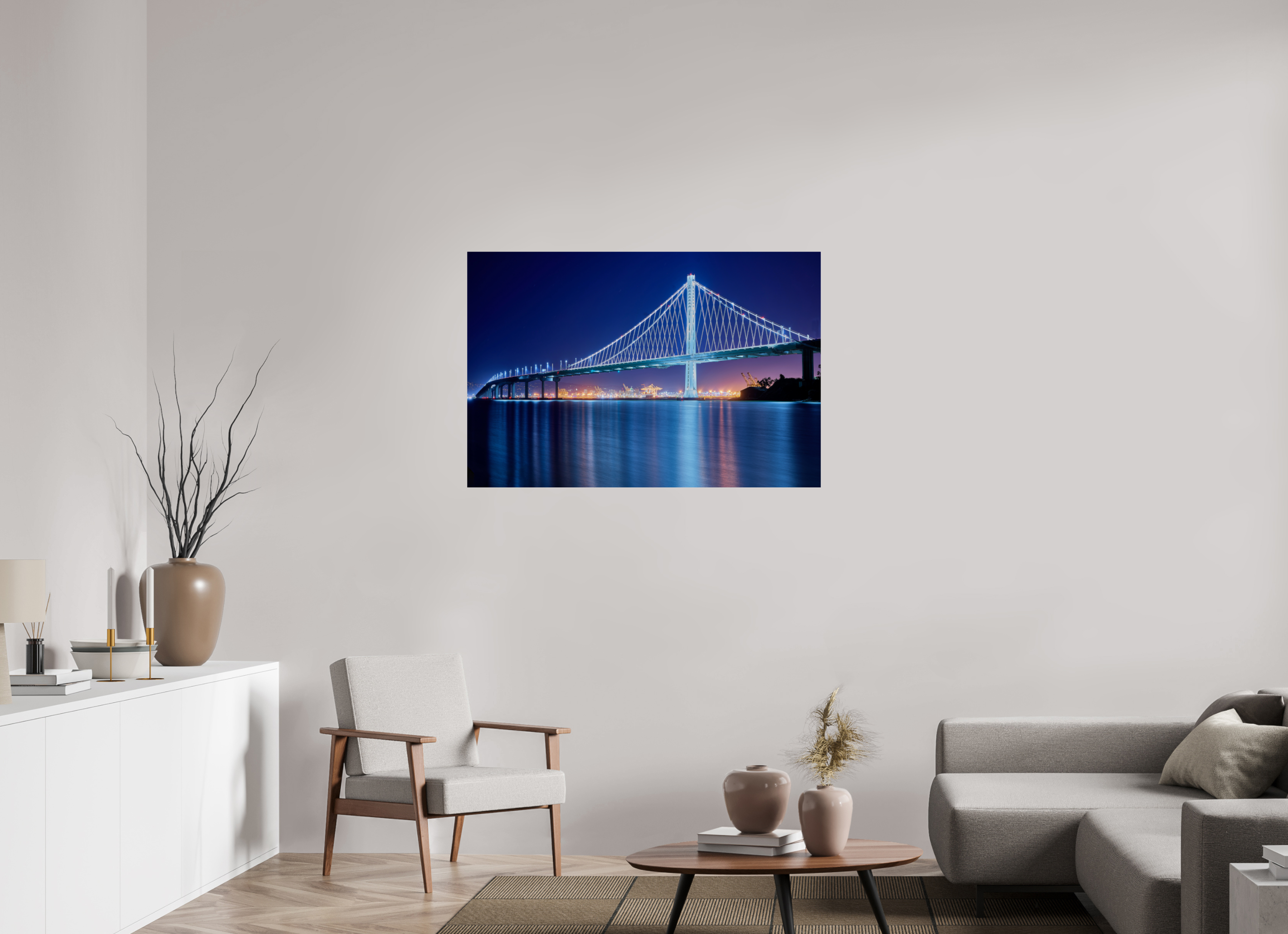 45 x 30″, Giclée Alu-Dibond The Bay Bridge at Night