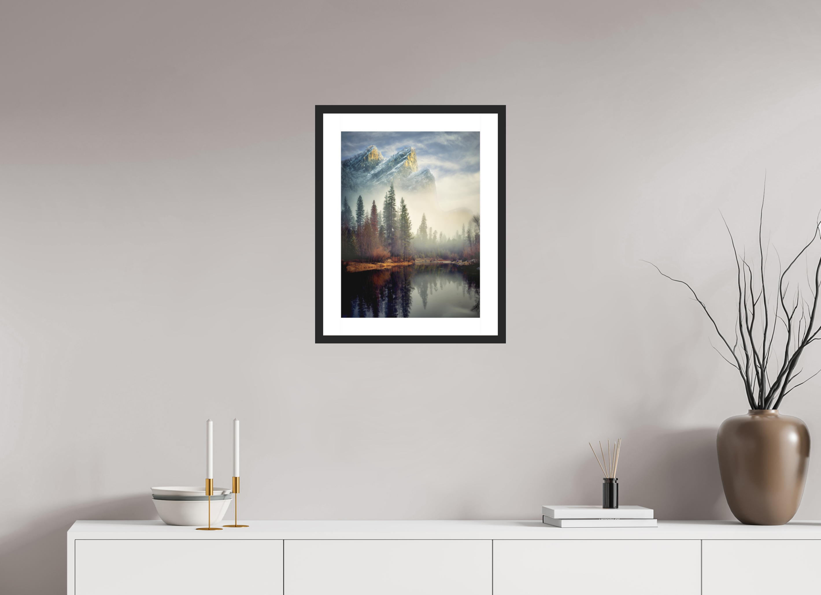 15 x 20″, Passe-Partout Black Frame Leviathans I: In the Mist of the Merced