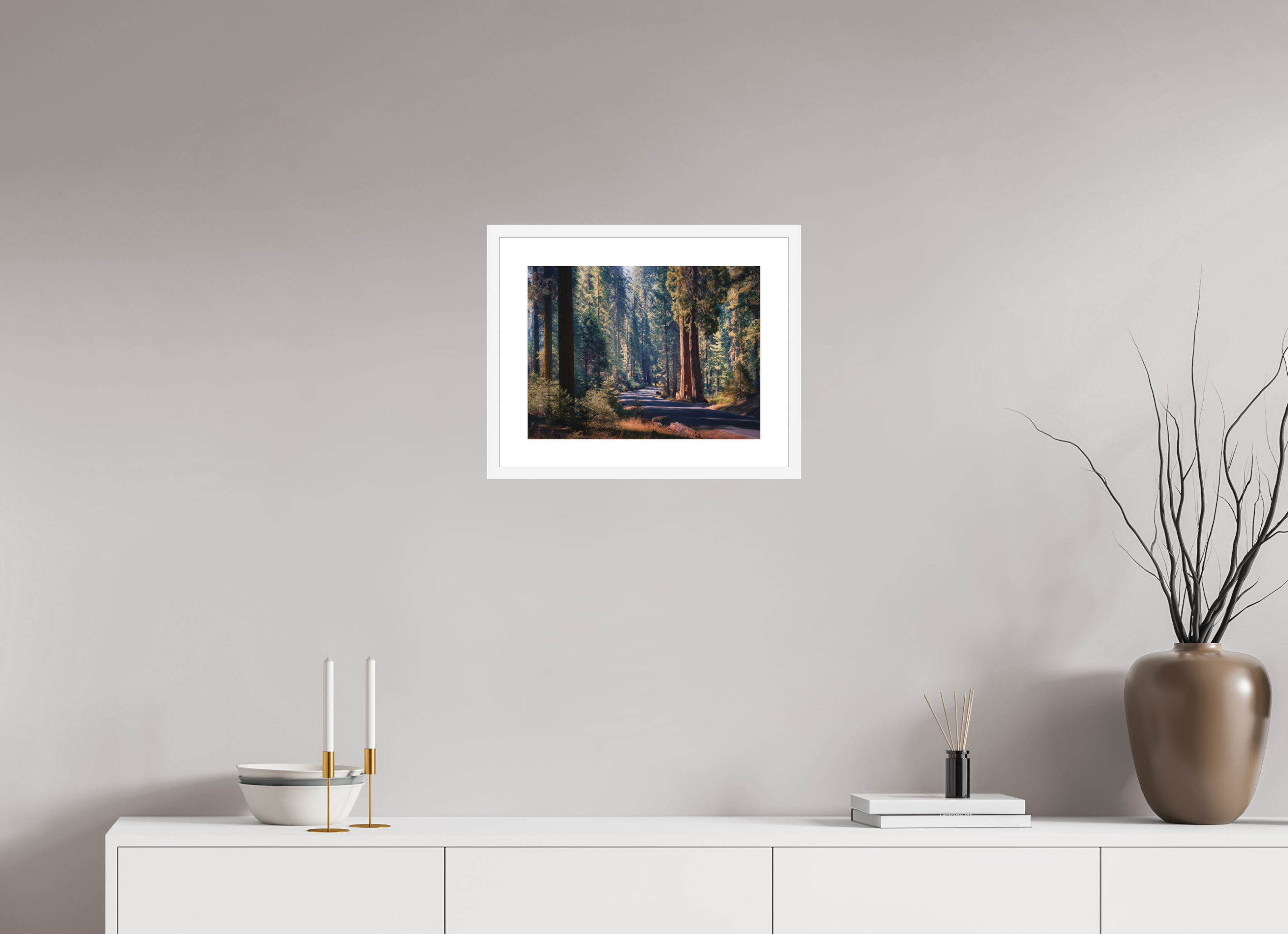 16 x 12″, Passe-Partout White Frame The Generals Highway I : Sequoia National Park