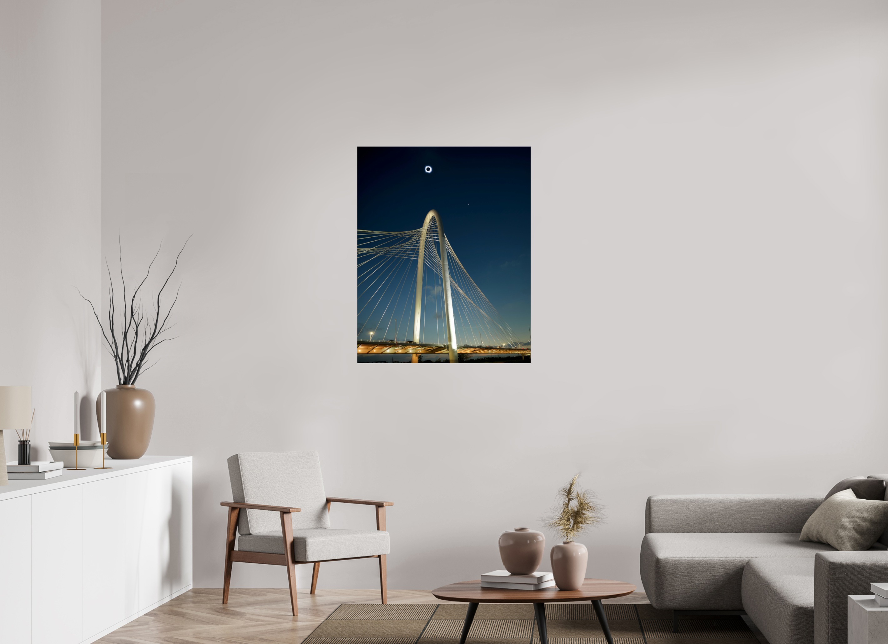 32 x 40″, Giclée Alu-Dibond 2024 Eclipse: Over Margaret Hunt Hill Bridge