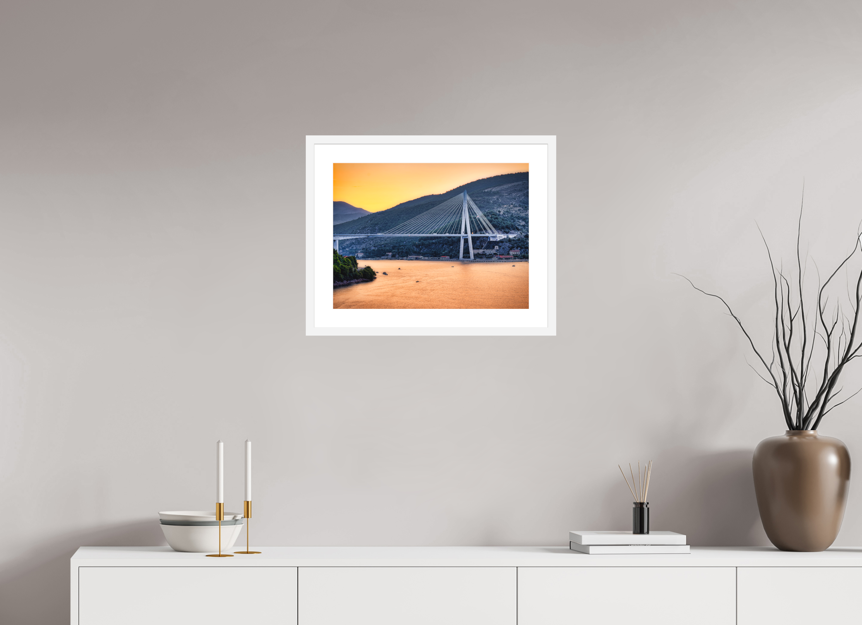 20 x 15″, Passe-Partout White Frame Entering Dubrovnik