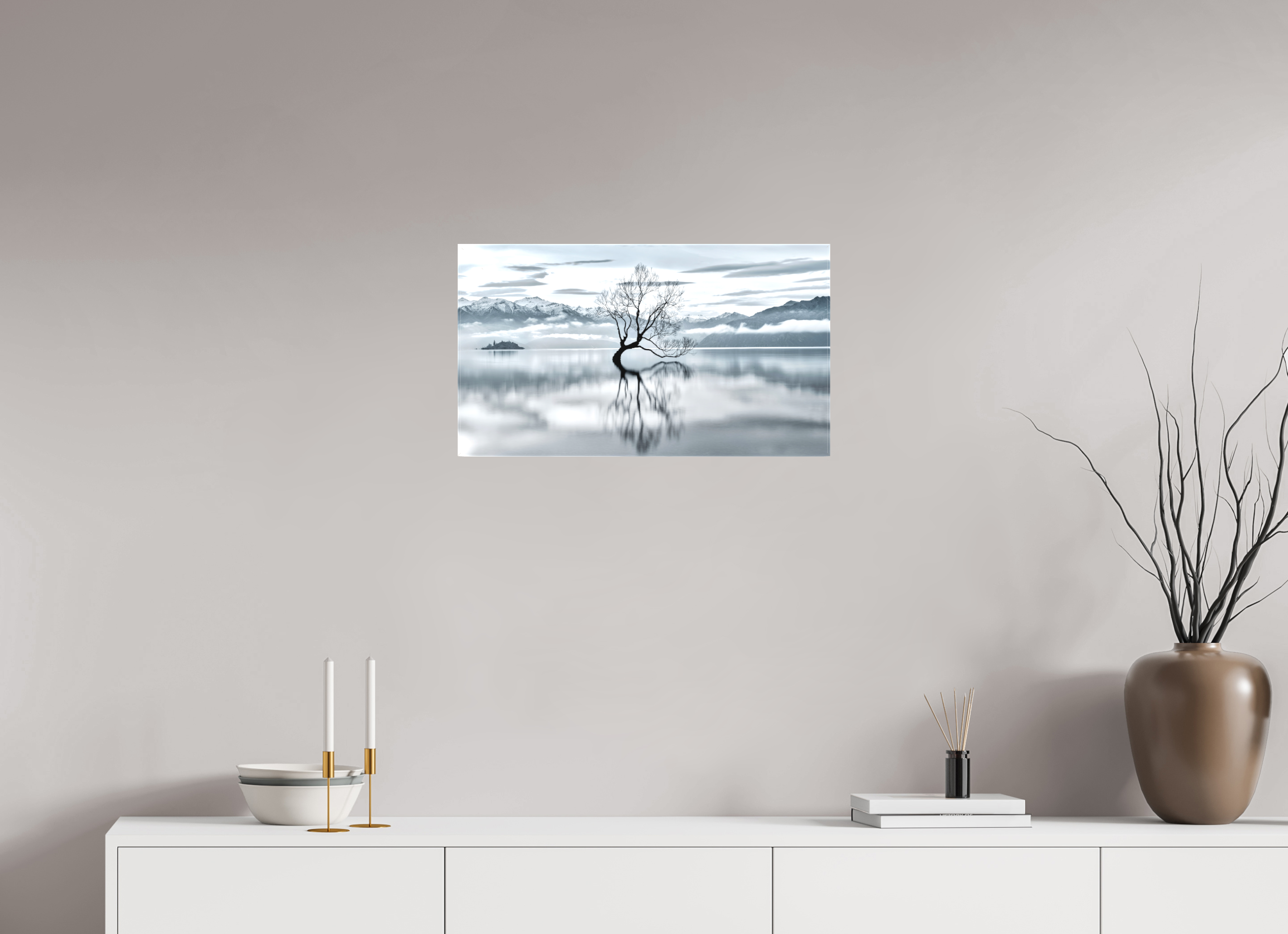 24 x 13.5″, Fine Art Textile Wanaka III: Almost Monochrome