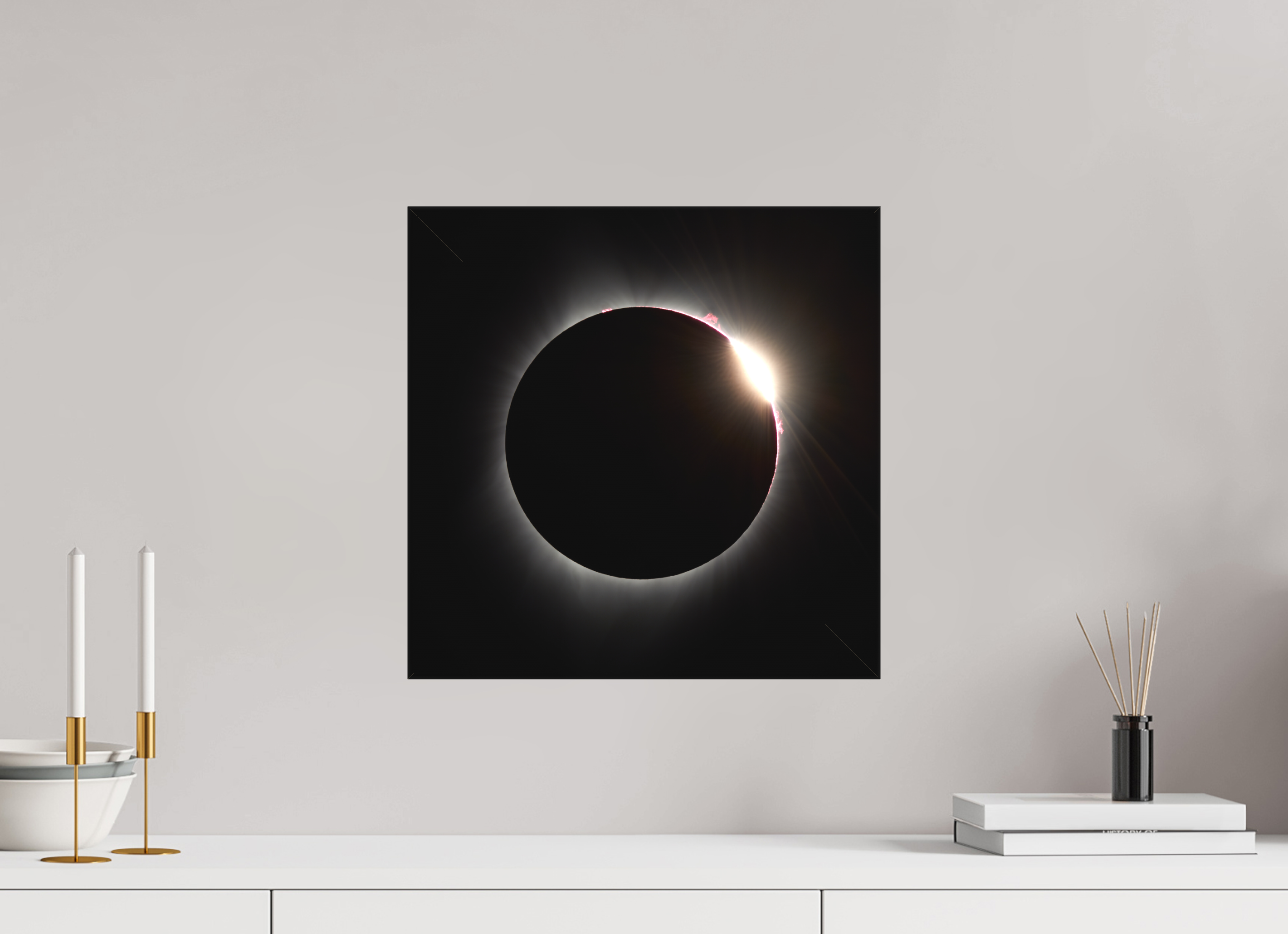 15 x 15″, Fine Art Textile 2017 Eclipse: The Diamonmd Ring in Oregon