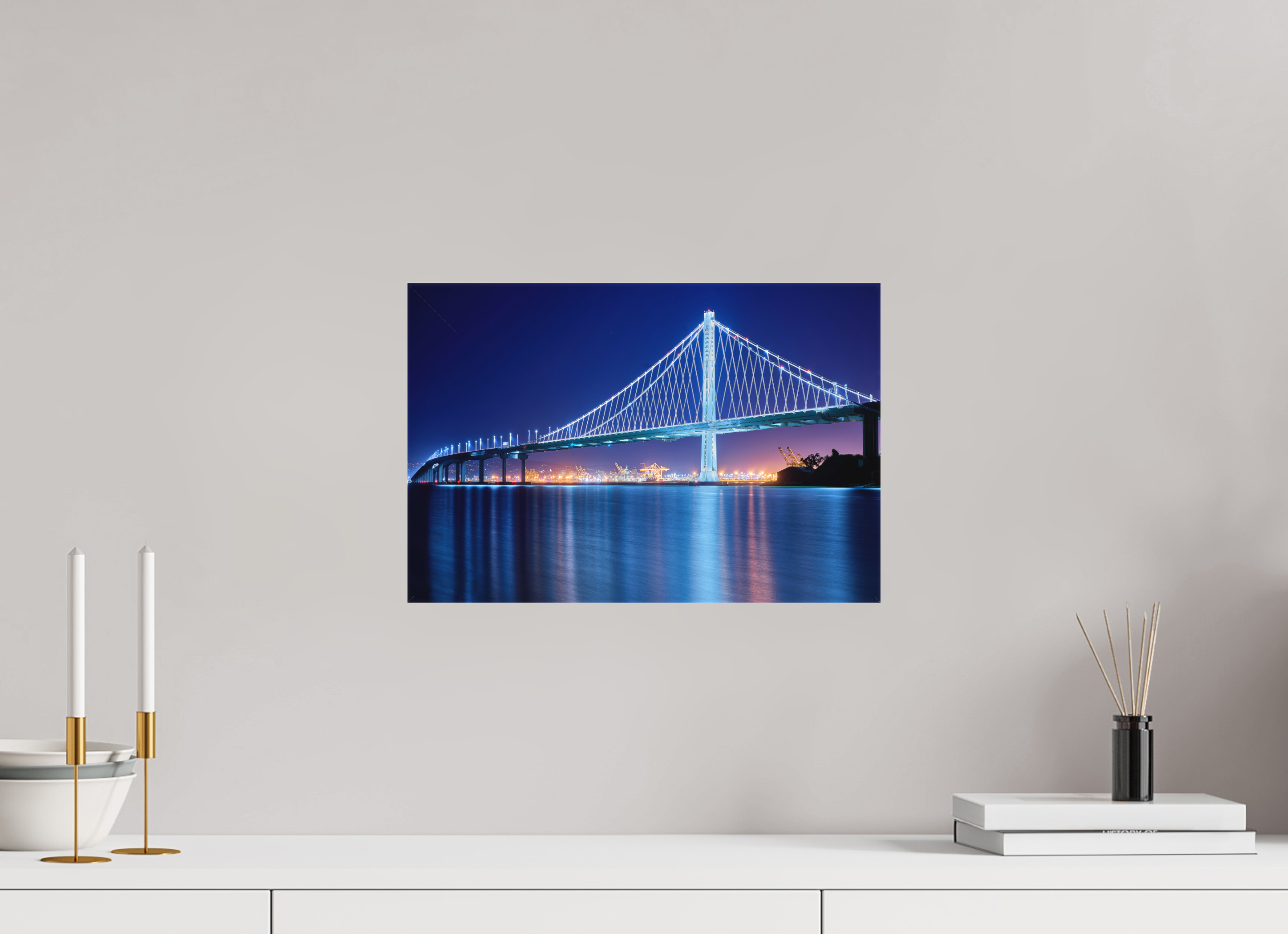 15 x 10″, Fine Art Textile The Bay Bridge at Night