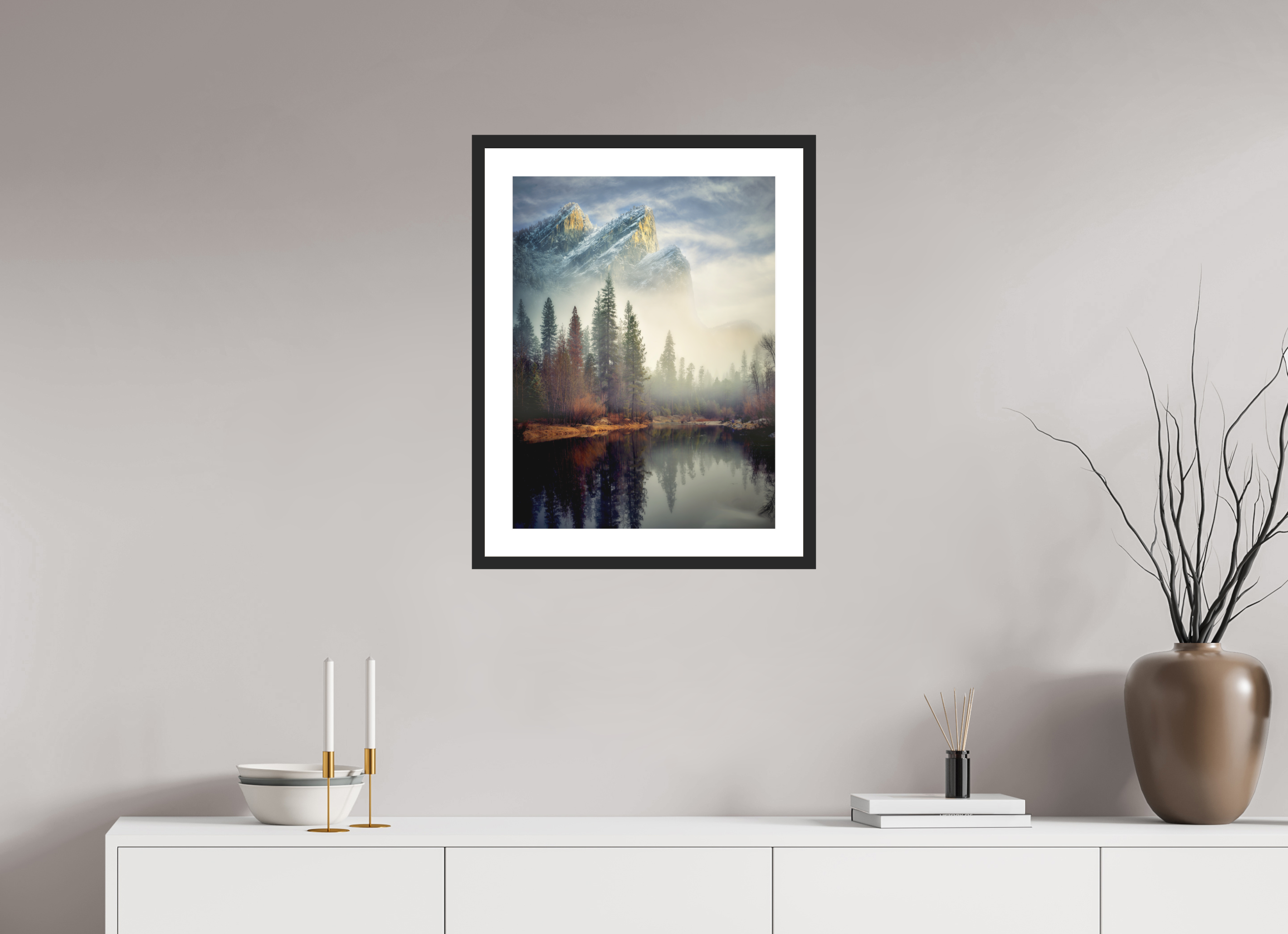 18 x 24″, Passe-Partout Black Frame Leviathans I: In the Mist of the Merced