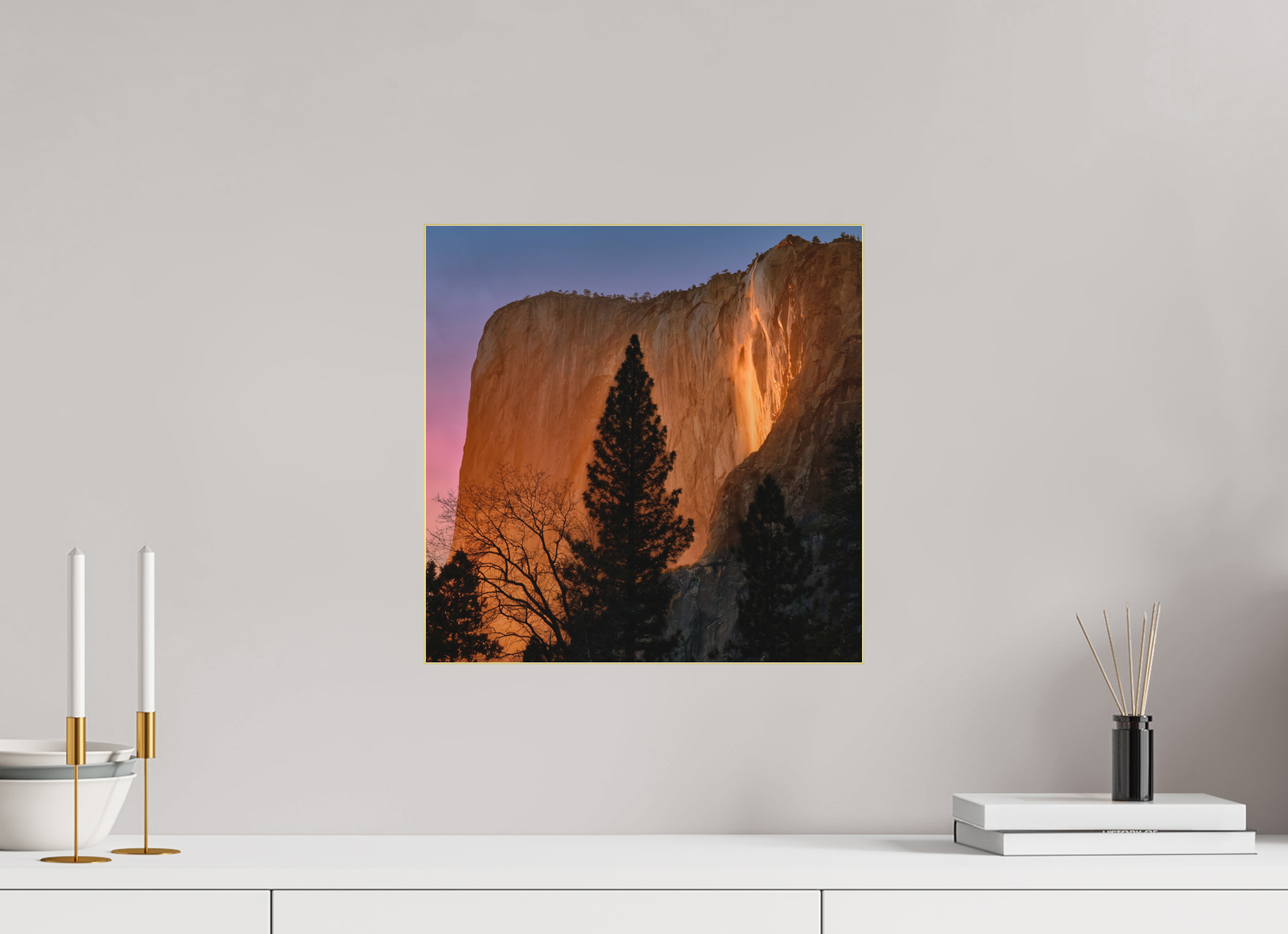 15 x 15″, Bonded Acrylic Gold Frame Horsetail Fall 2025