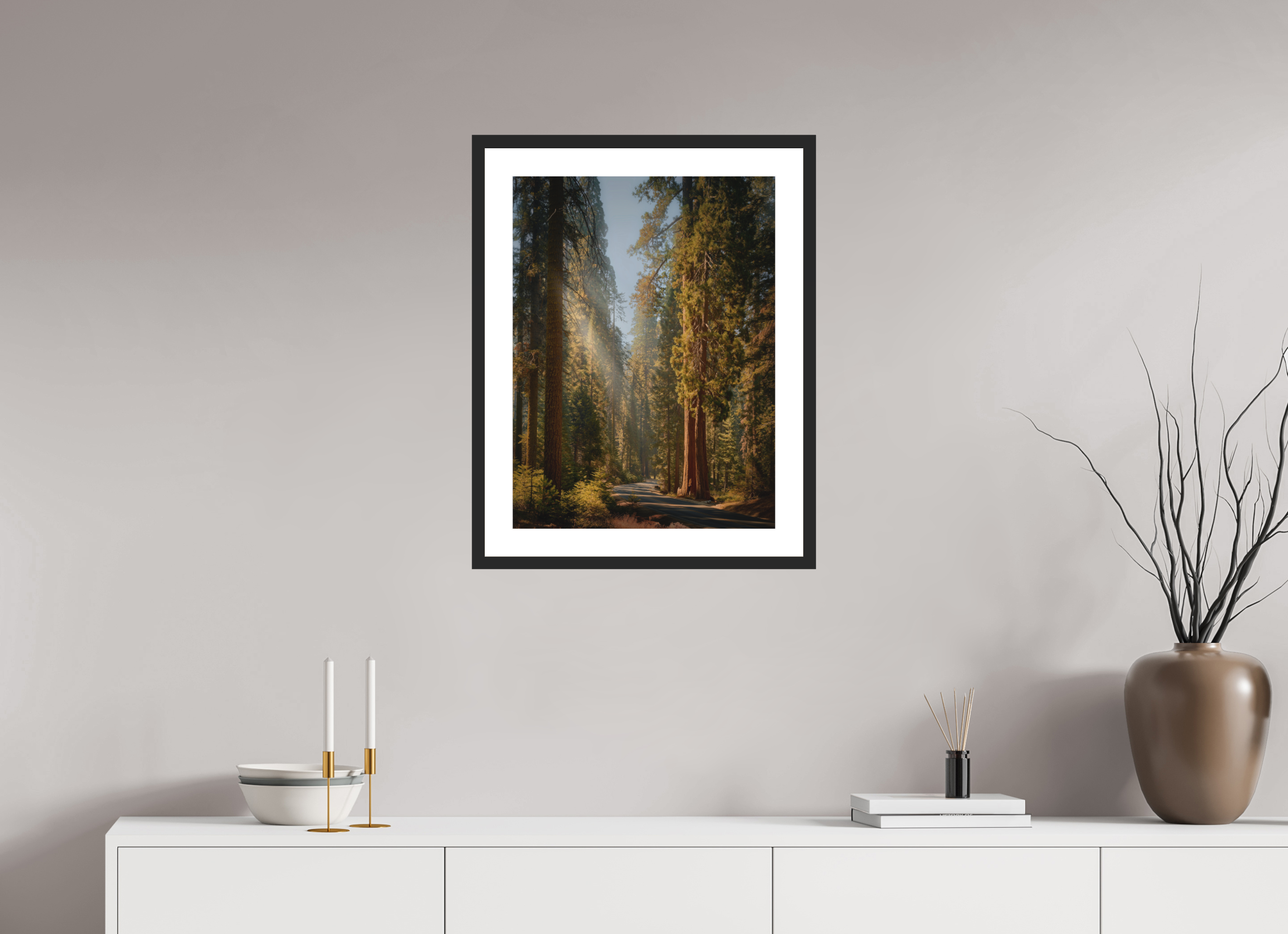18 x 24″, Passe-Partout Black Frame The Generals Highway II: Sequoia National Park