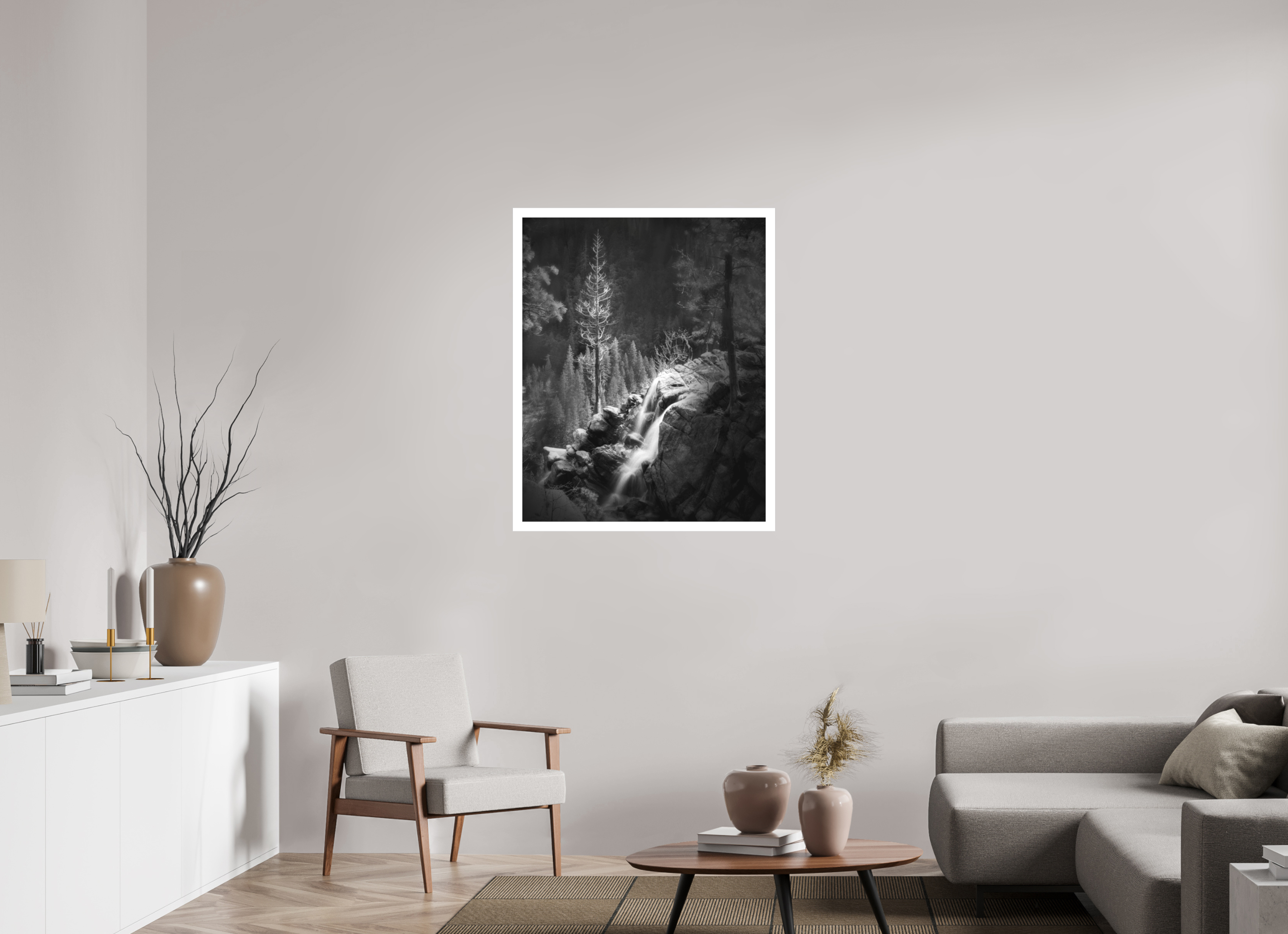 31 x 38.7″, Bonded Acrylic Mat + Silver Frame Lucidum: Yosemite's Cascade Creek