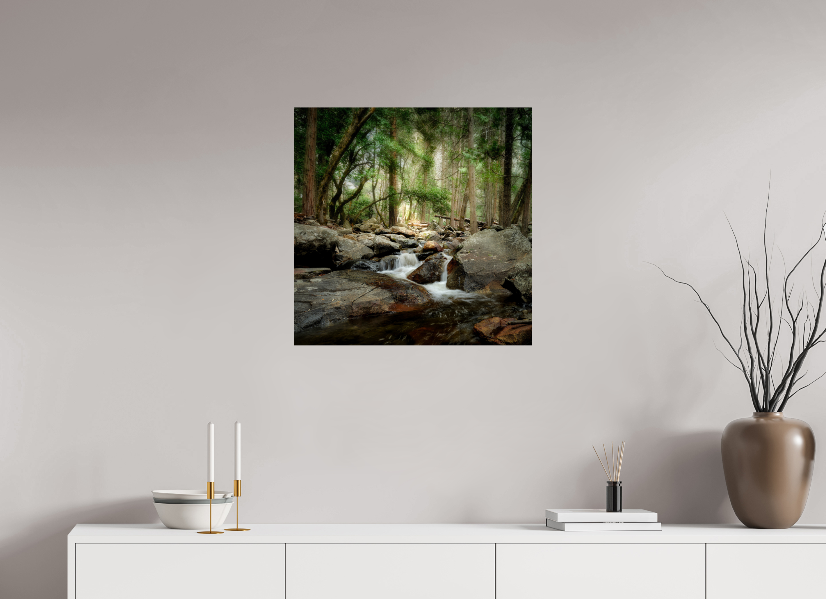 25 x 25″, Giclée Alu-Dibond Bridalveil Creek