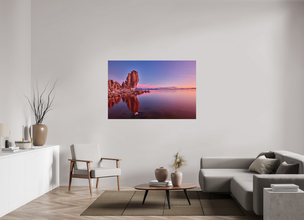 60 x 40″, Bonded Acrylic Silver Frame Mono Lake: Tufa Dawn
